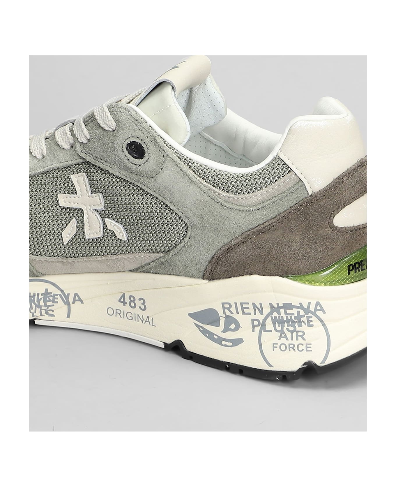 Premiata Mase Sneakers In Grey Suede And Fabric - grey