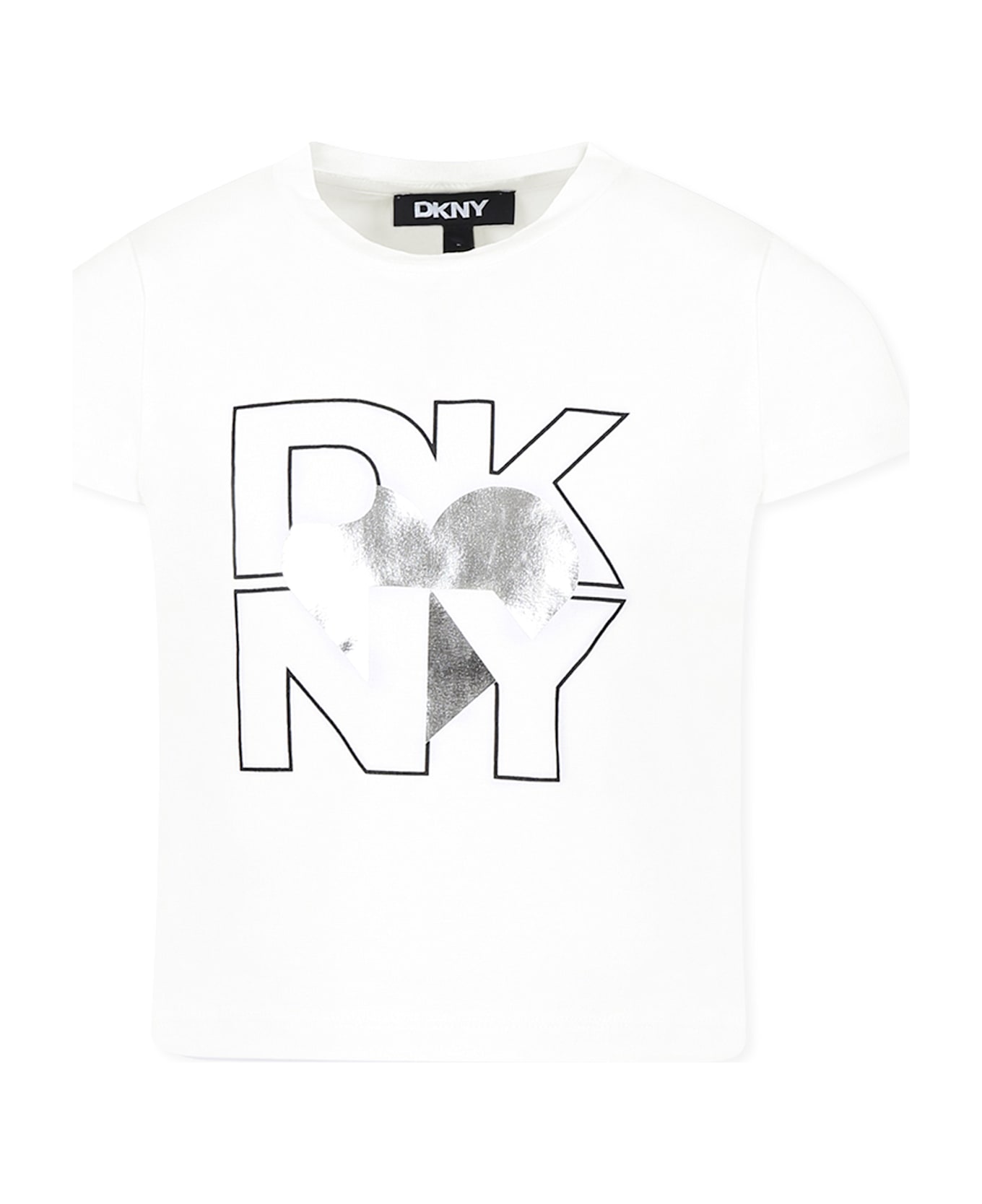 DKNY Black T-shirt For Girl With Writing - White