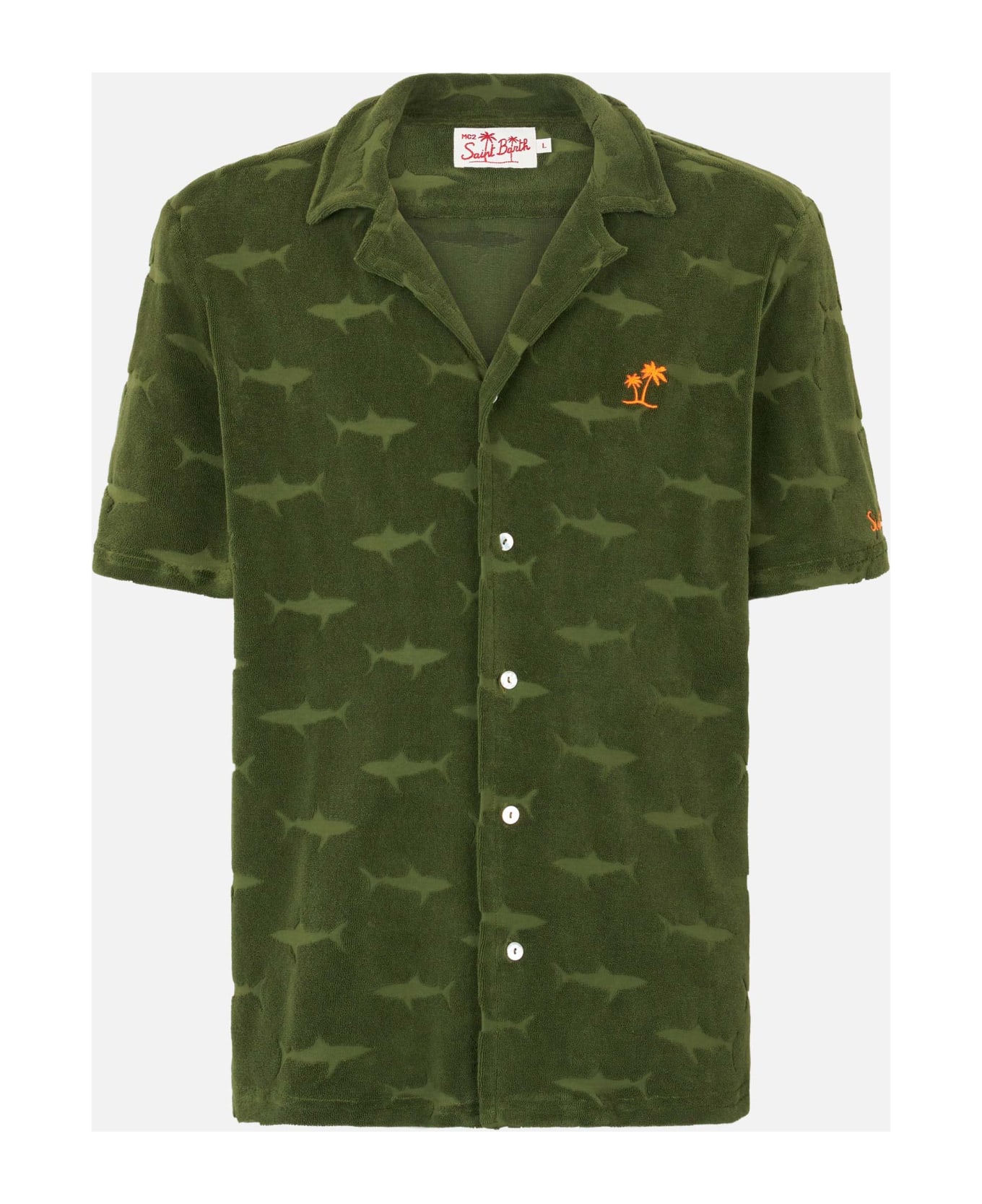 MC2 Saint Barth Man Military Green Terry Shirt Riviera - GREEN