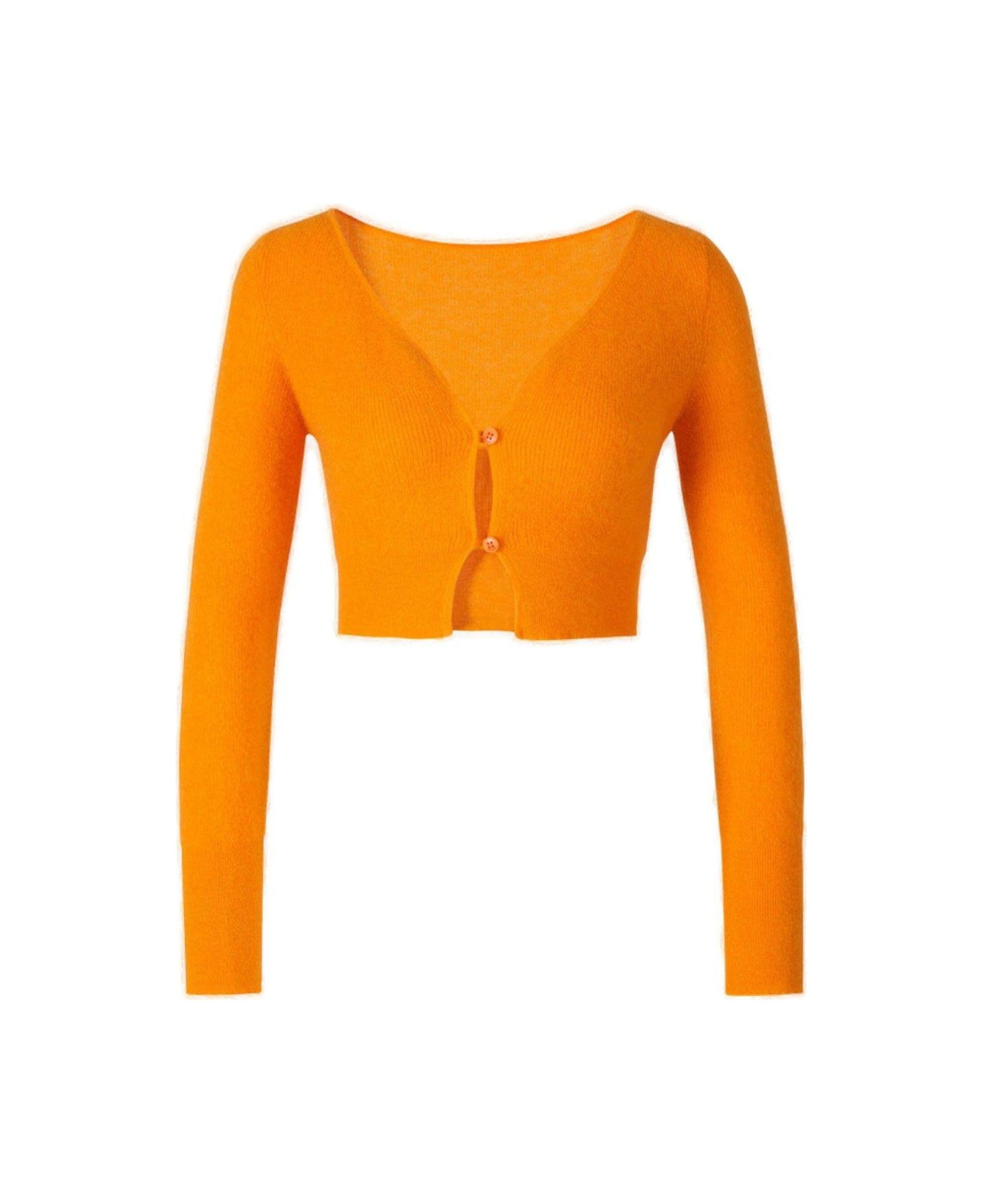 Jacquemus V-neck Buttoned Cropped Cardigan - ORANGE