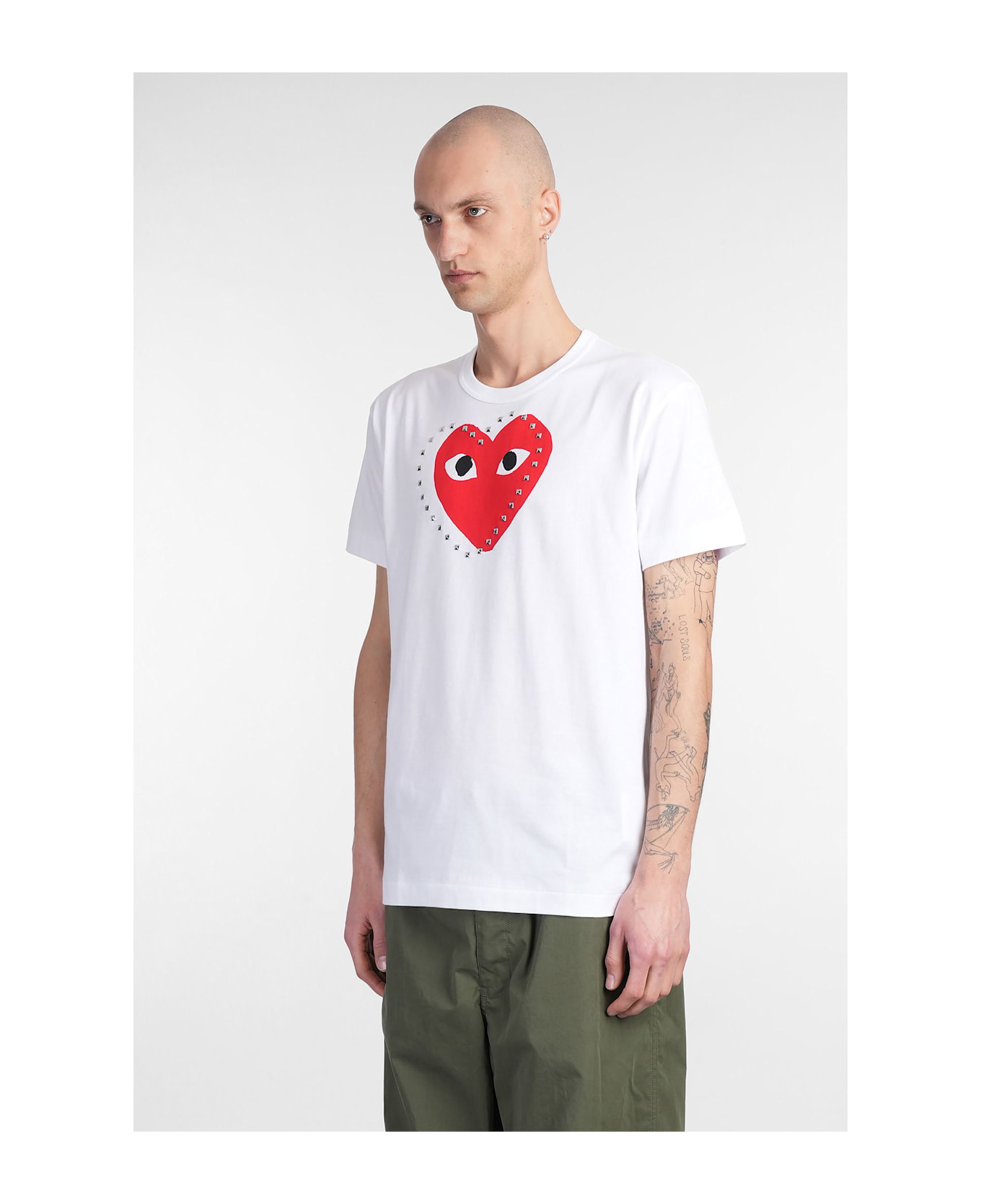 Comme des Garçons Play T-shirt In White Cotton - white