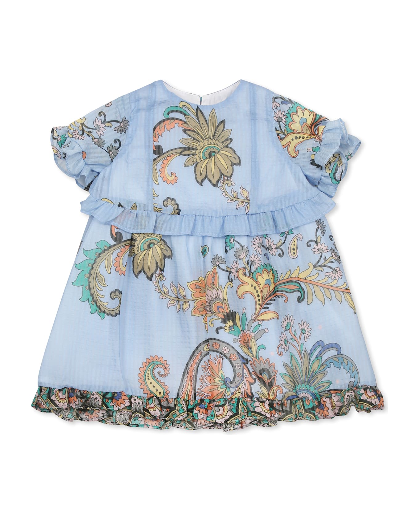 Etro Light Blue Dress For Baby Girl With Paisley Print - Light Blue