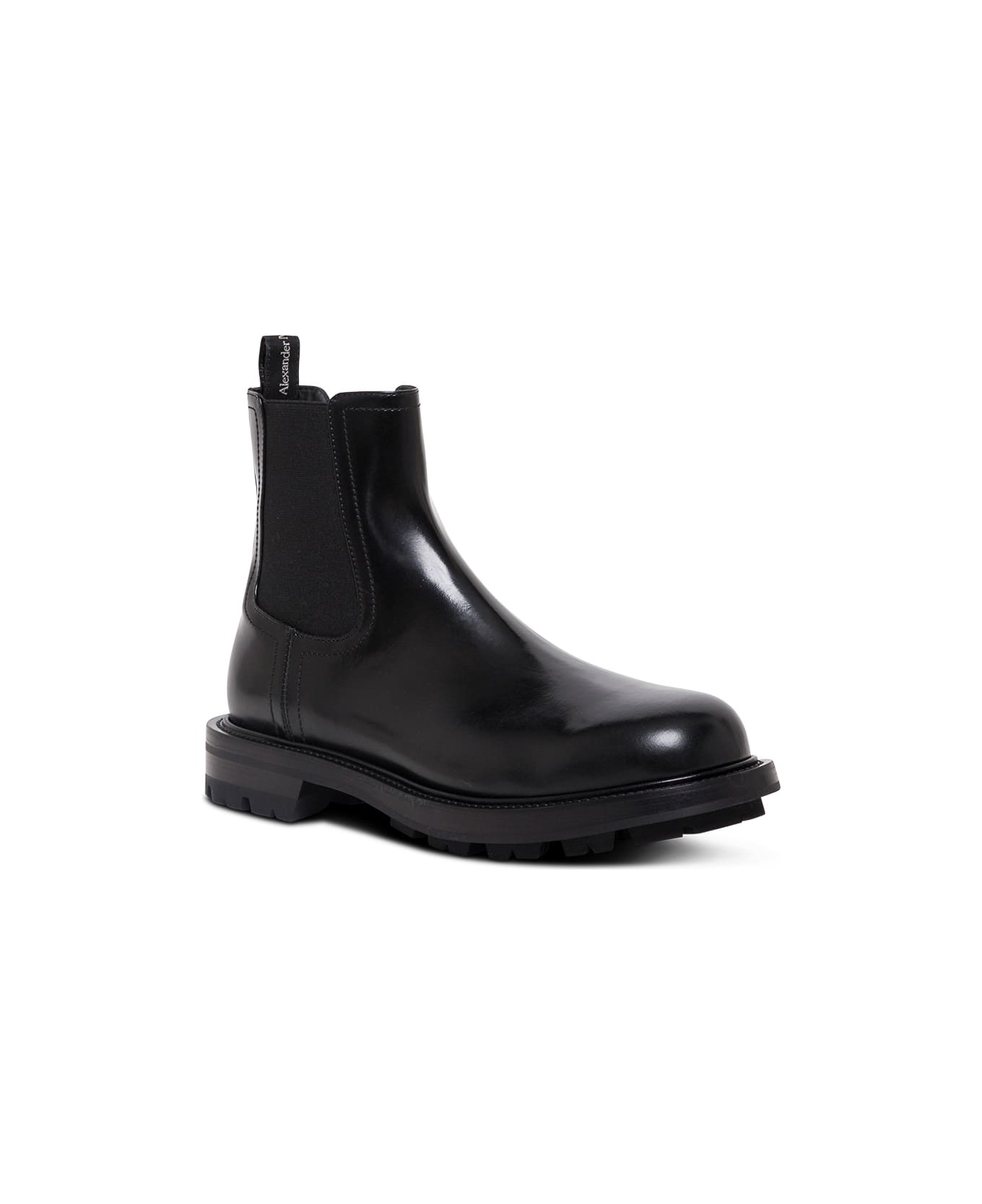 Alexander McQueen Man's Black Leather Ankle Boots - Black