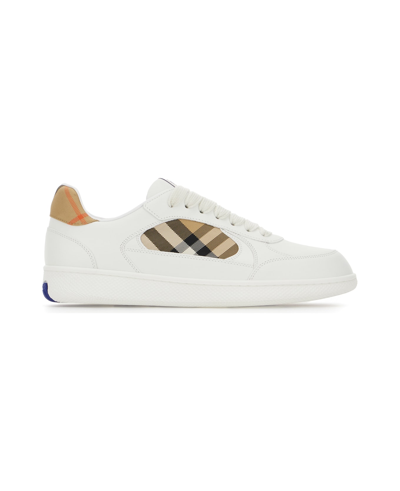 Burberry White Leather Terrence Sneakers - WHITE SAND IP CHK