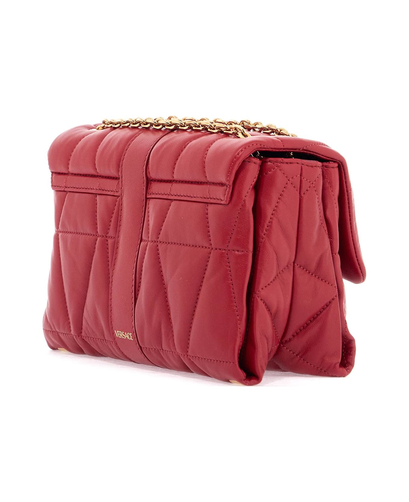 Versace Quilted Shoulder Bag Kleio - LIPSTICK RED-VERSACE GOLD (Red)