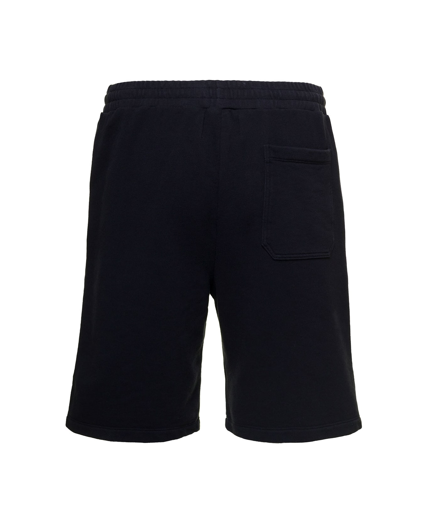 Golden Goose Black Shorts With Contrasting Monogram Print In Cotton Man - Blue