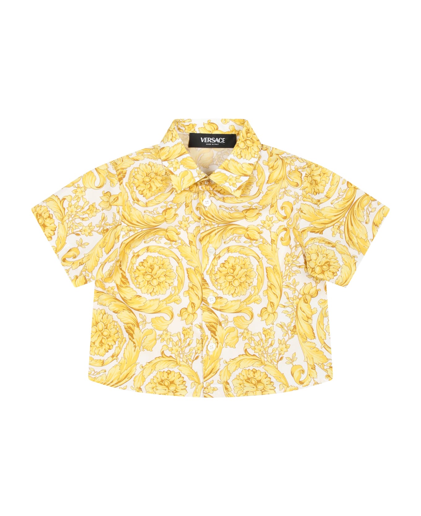 Versace White Shirt For Baby Boy With Baroque Print - White シャツ