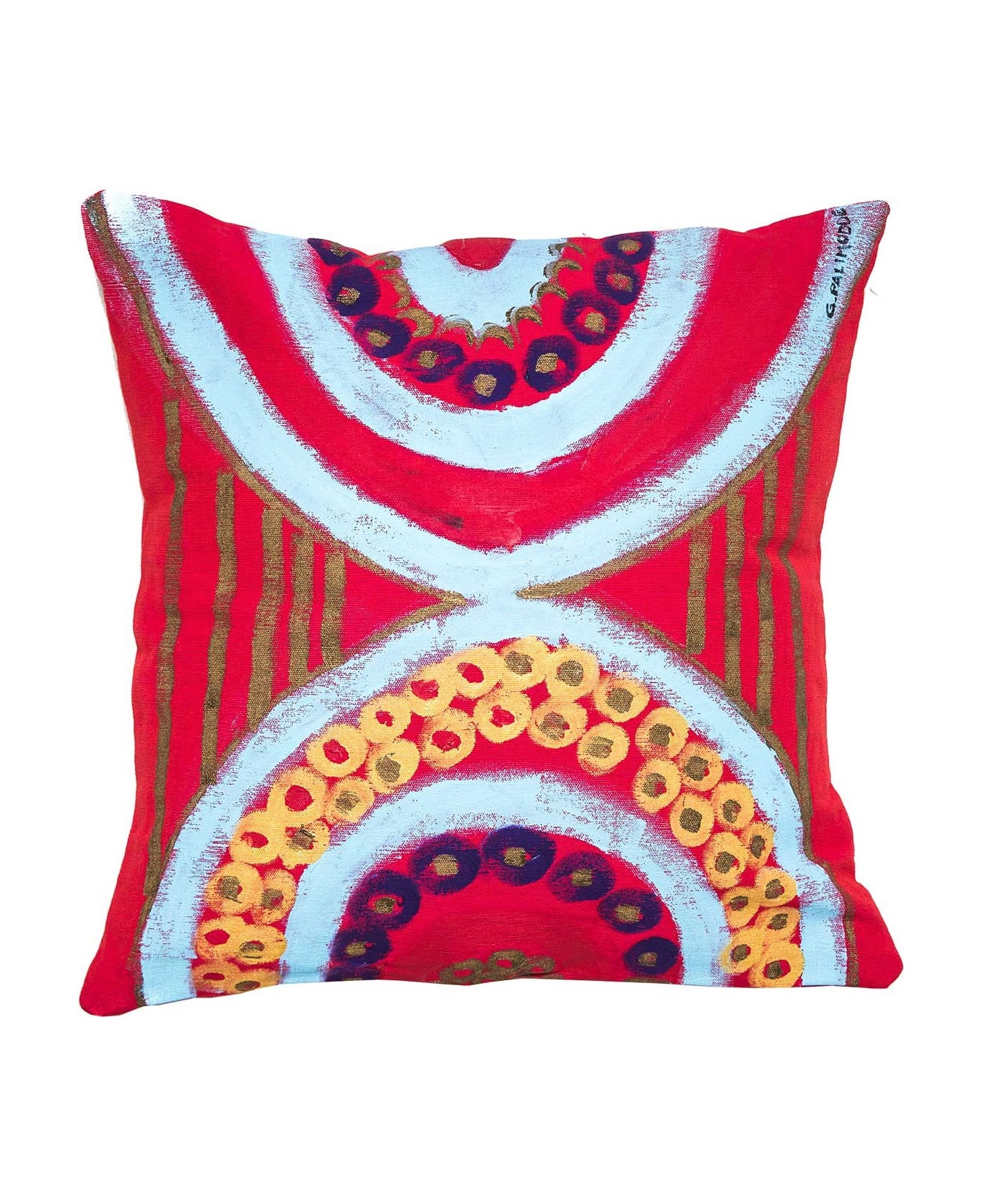 Le Botteghe su Gologone Acrylic Hand Painted Outdoor Cushion 80x80 cm - Red Fantasy