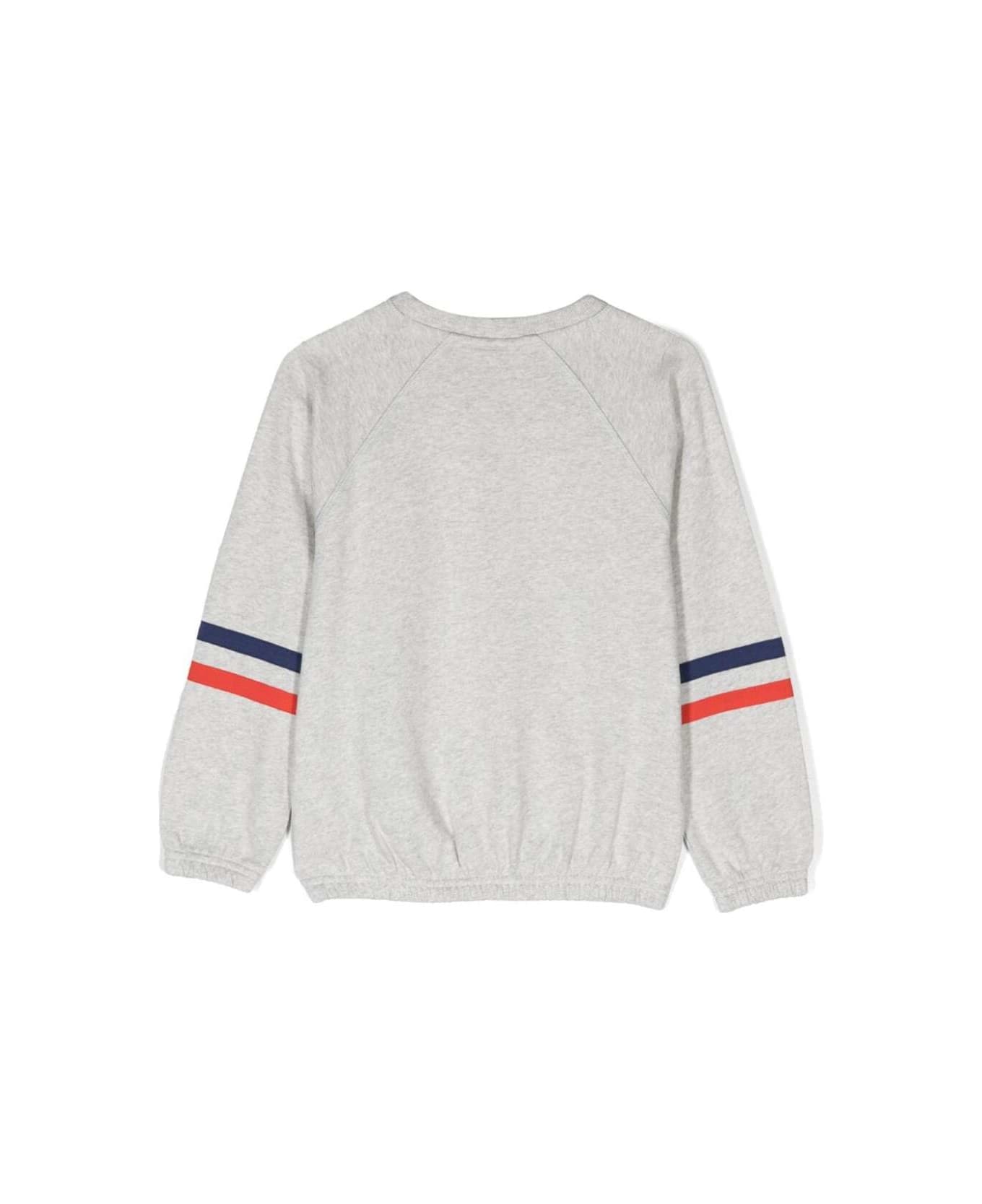Mini Rodini Grey Crewneck Sweatshirt With Multicolor Super Sporty Print In Cotton Boy - Grey ニットウェア＆スウェットシャツ