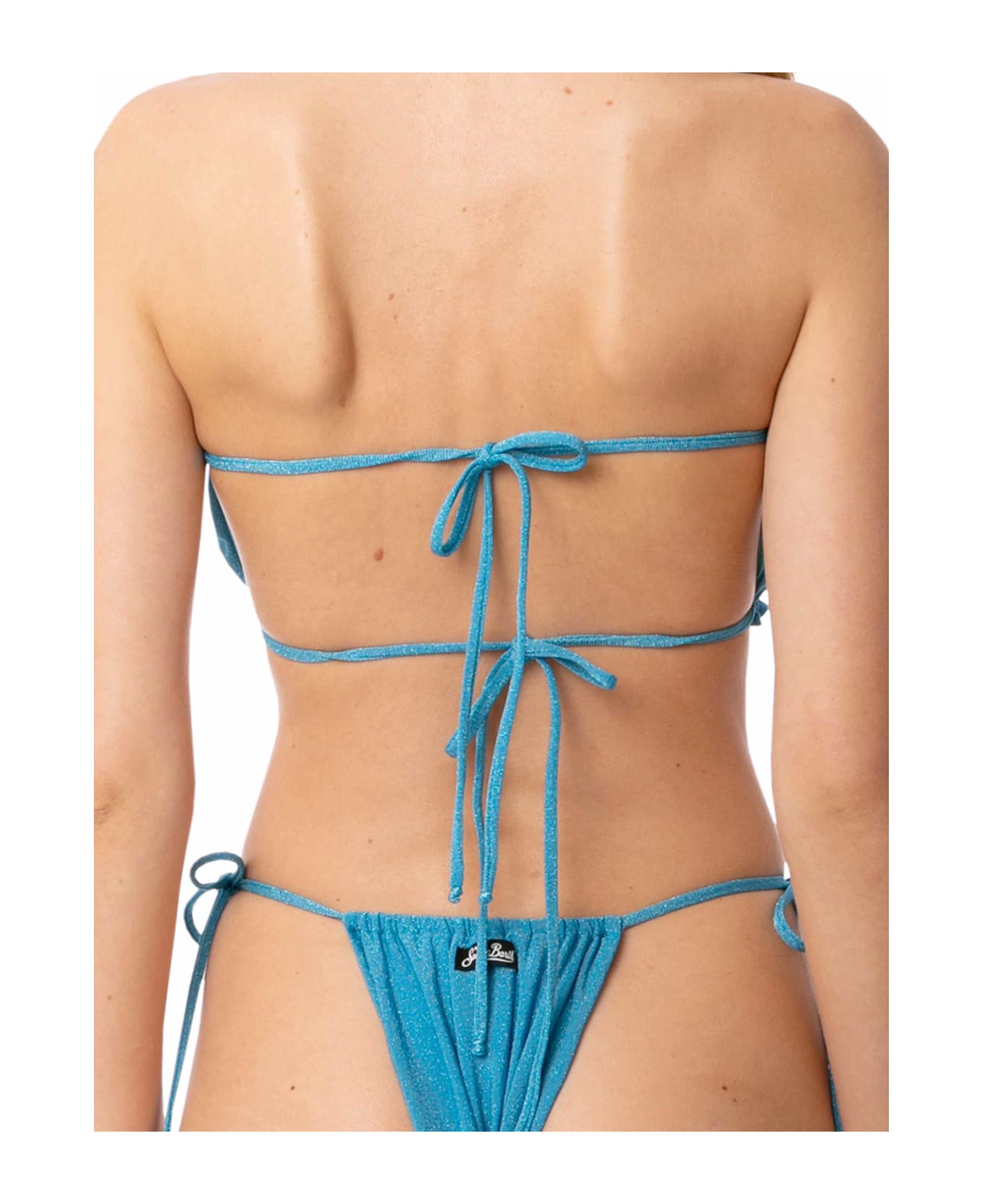 MC2 Saint Barth Woman Lurex Bandeau Top Swimsuit - BLUE