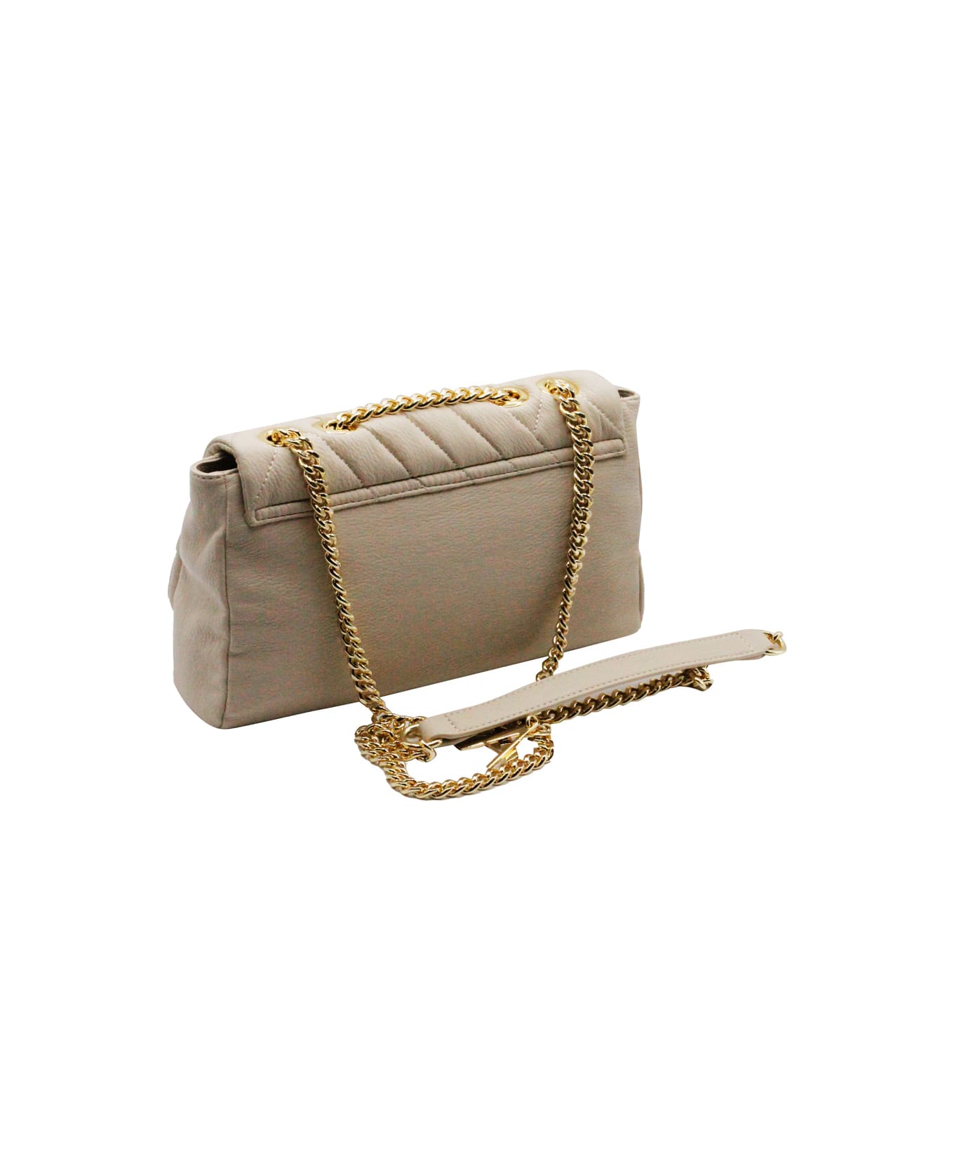Armani Collezioni Crossbody Bag Made Of Soft Matelassé Faux Leather With Flap And Button Closure And Front Logo. Internal Pockets. - Beige ショルダーバッグ