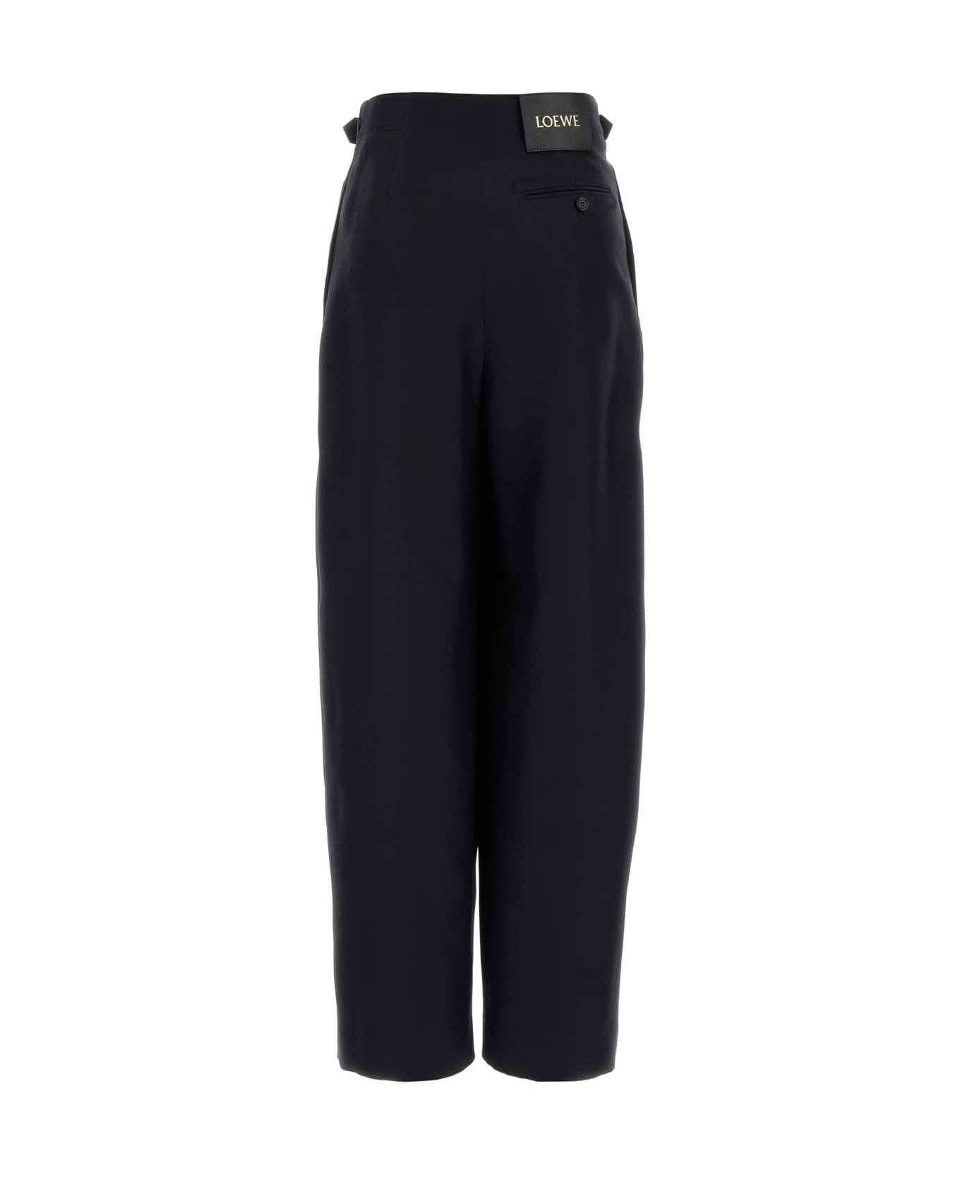 Loewe Navy Blue Wool Blend Wide-leg Pant - NAVY BLUE