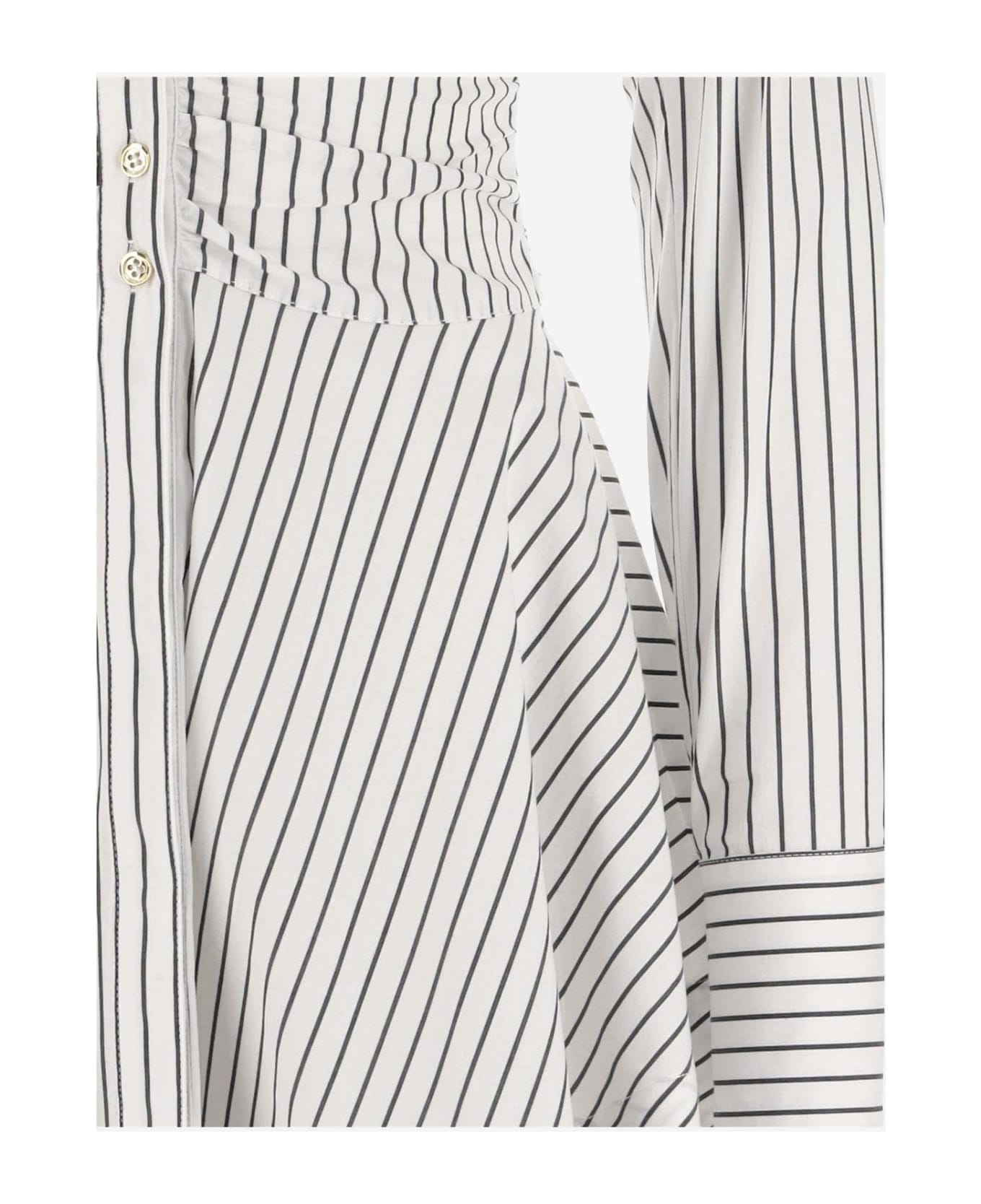 Pinko Stretch Cotton Blend Dress With Striped Pattern - WHITE
