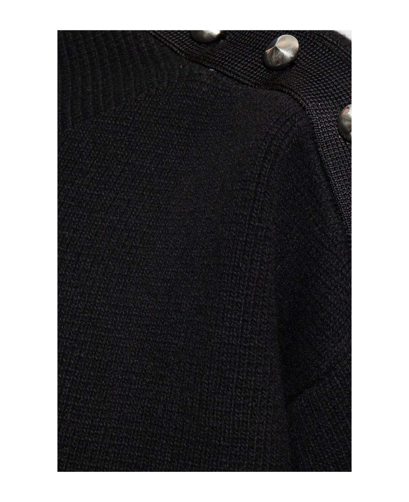 Ferragamo Button Detailed Knitted Sweater - BLACK