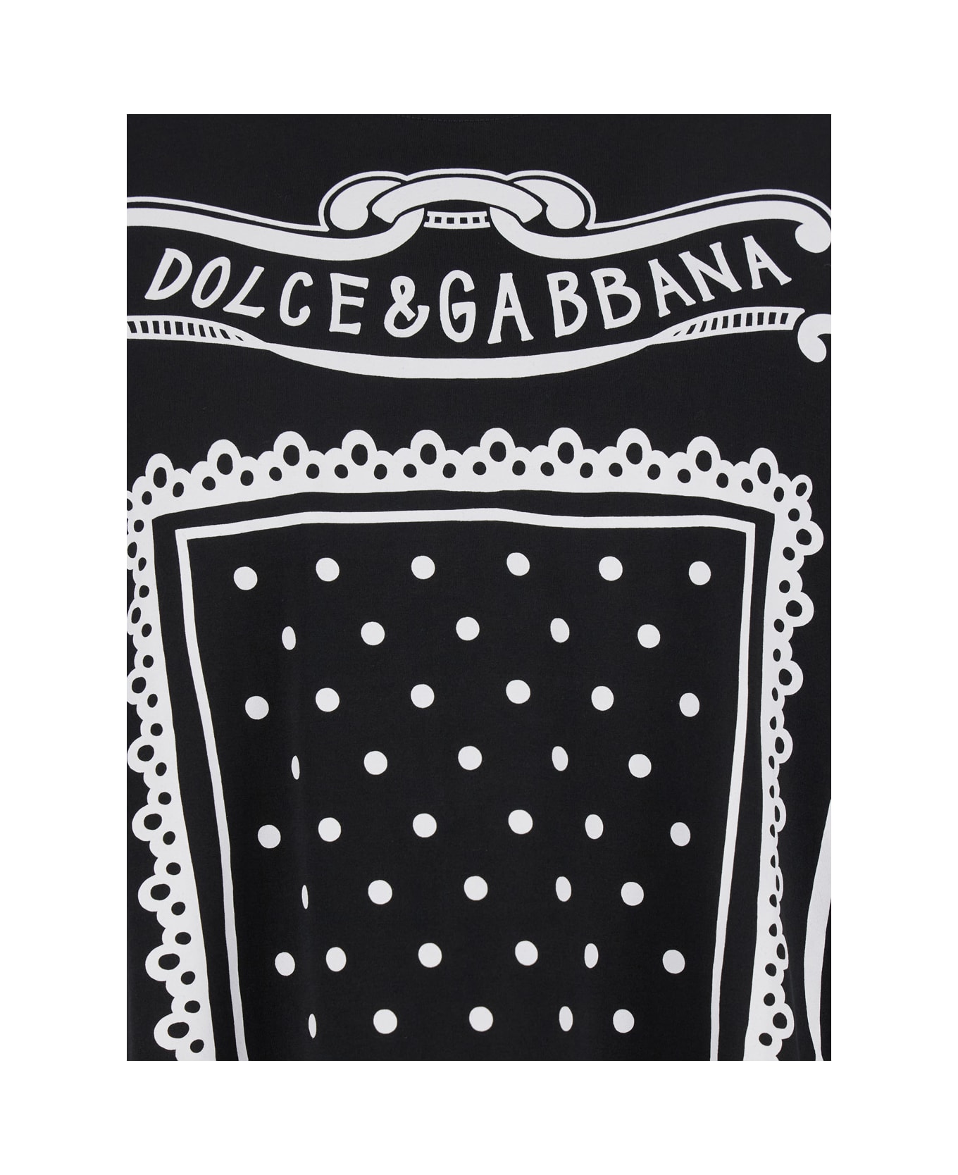 Dolce 
Gabbana Black Crewneck T-shirt With Bandana Print All-over In Cotton Woman - Black