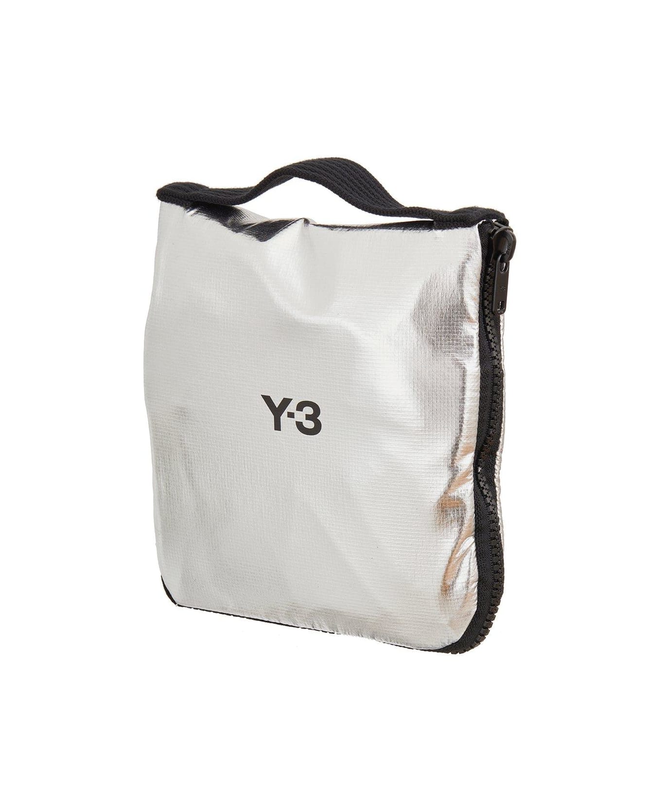 Y-3 Logo Printed Zip-around Packable Tote Bag - Silver
