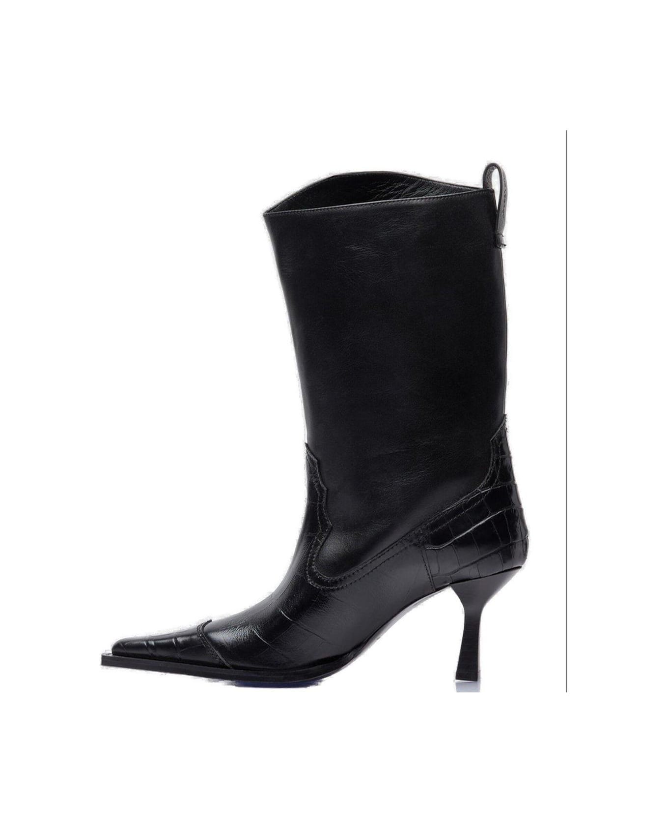 Our Legacy Pointed-toe Embossed Ankle Boots - Black Saloon Leather