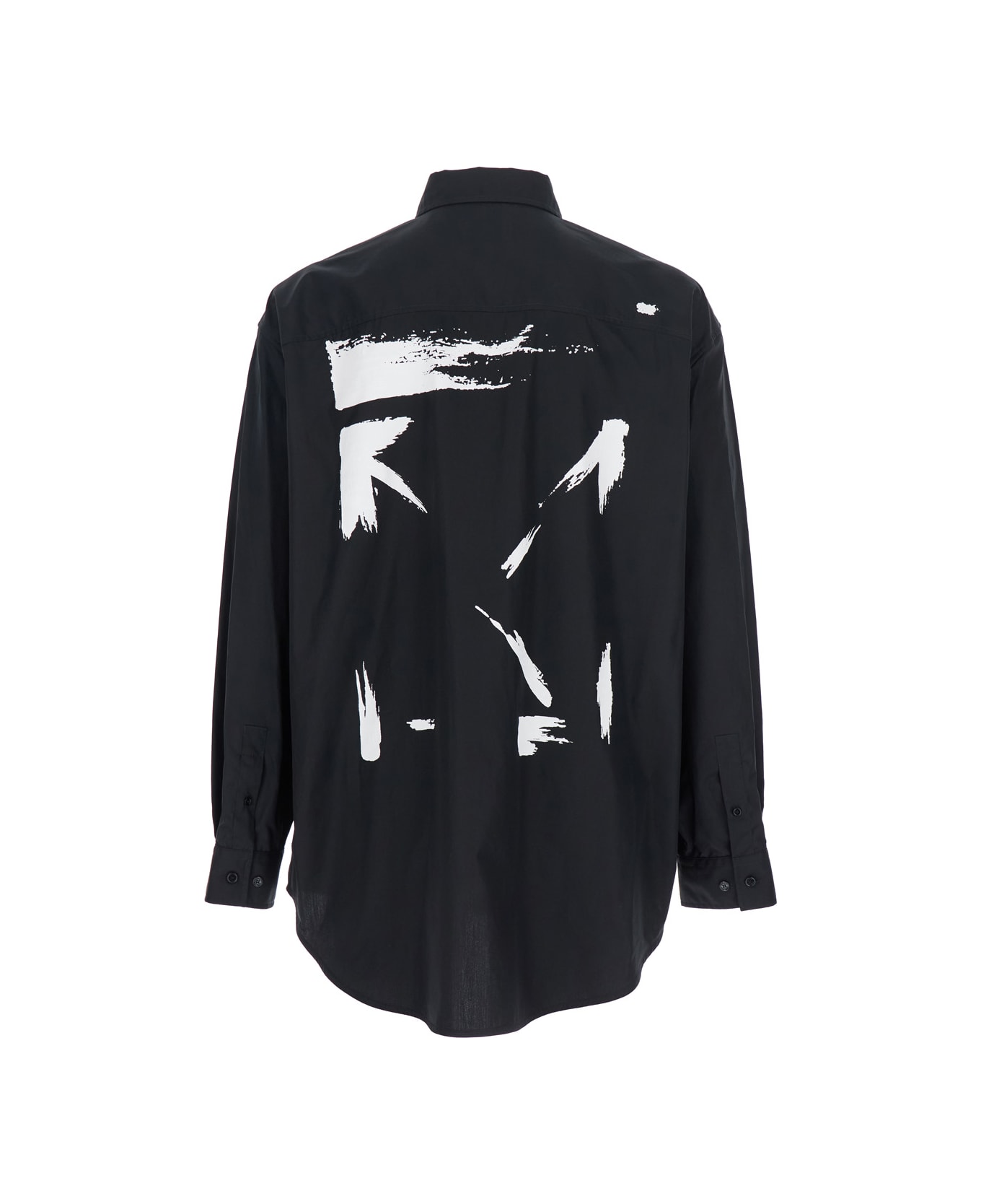 Off-White 
brush Arrow
 Black Shirt With Logo Lettering On The Front And Maxi Print On The Rear In Cotton Blend Woman - Black