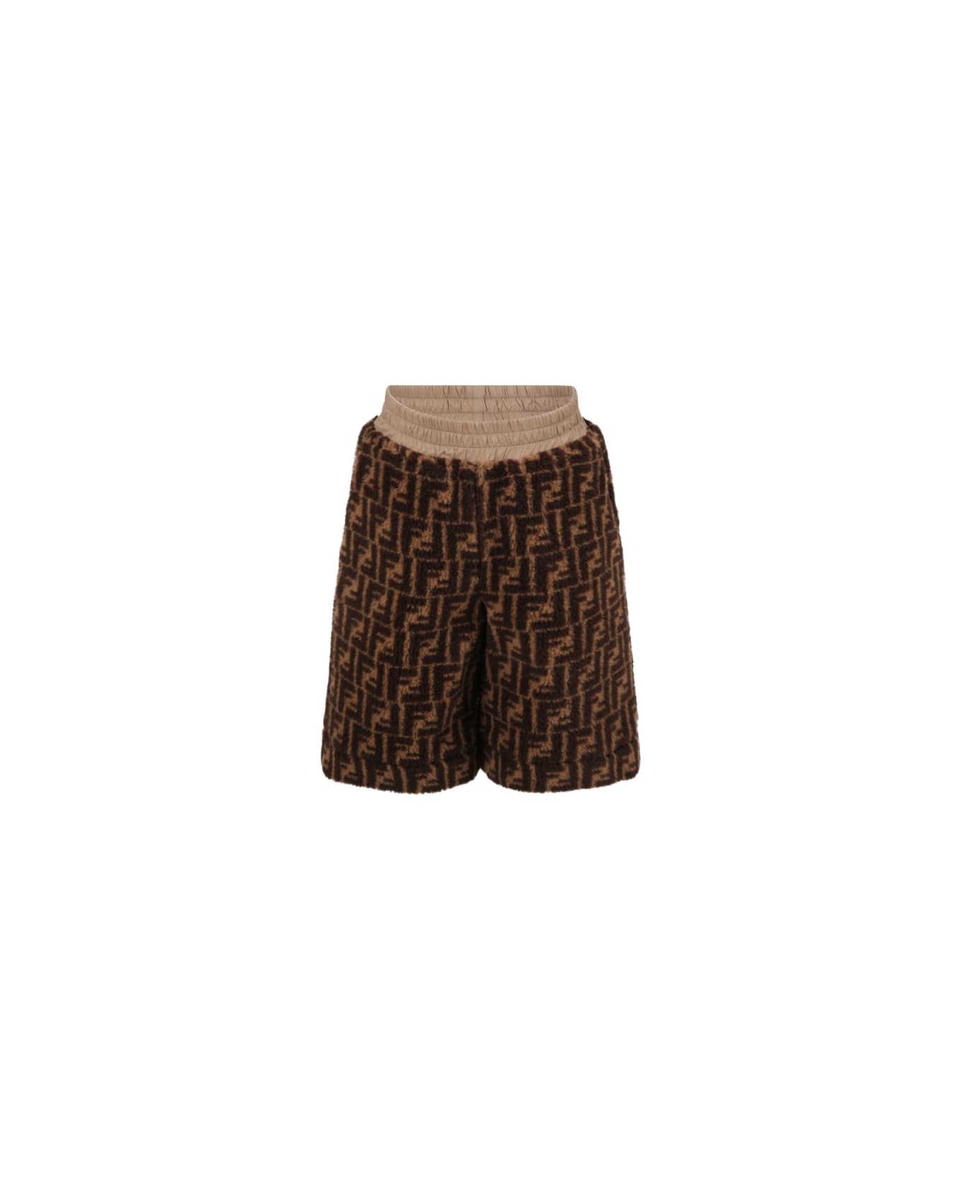 Fendi Shorts With Logo - Brown