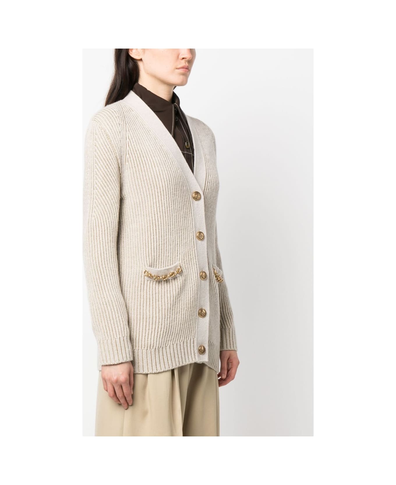 Golden Goose Journey W`s Cardigan Wool Ribbed Jacquard - Naturale