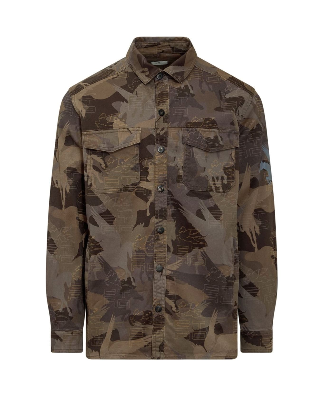 Etro Camouflage Cotton Shirt - Brown シャツ