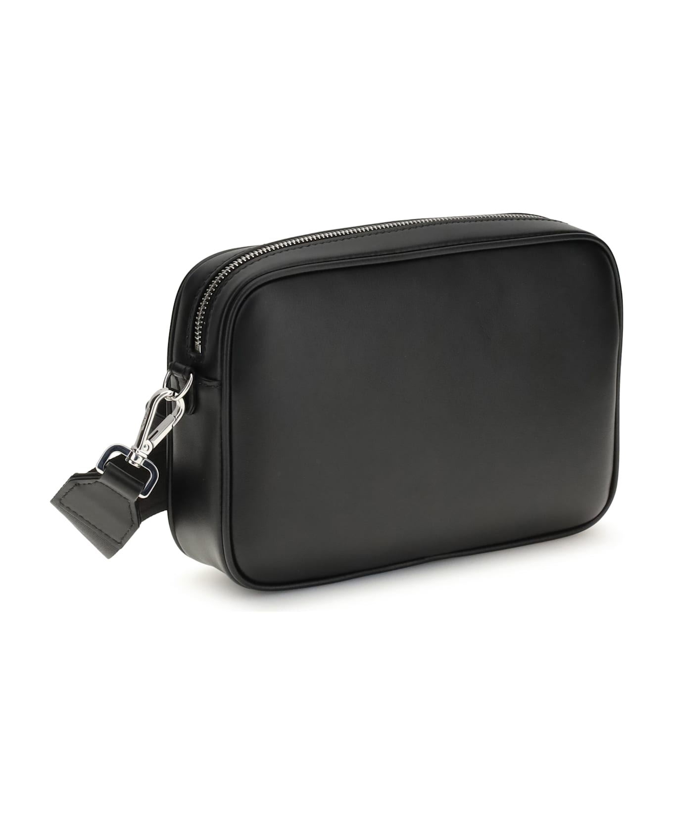 Fendi Ff Leather And Canvas Shoulder Bag - BLACK ショルダーバッグ