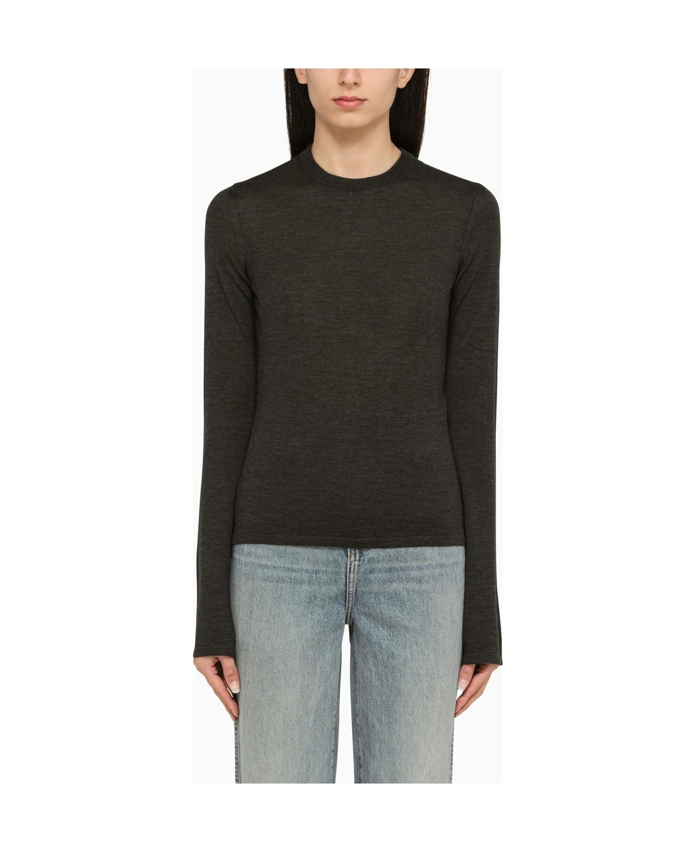 Saint Laurent Sweater In Cashmere, Wool And Silk - ANTRACITE
