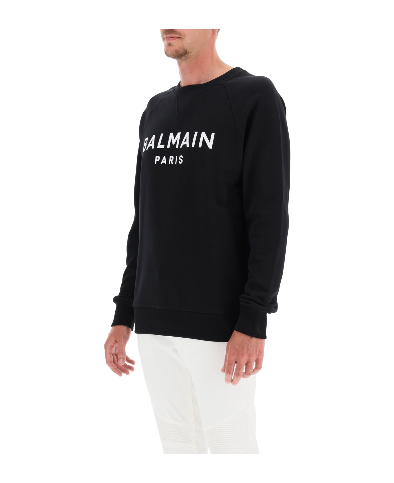 Balmain Logo Print Sweatshirt - Nero/bianco フリース