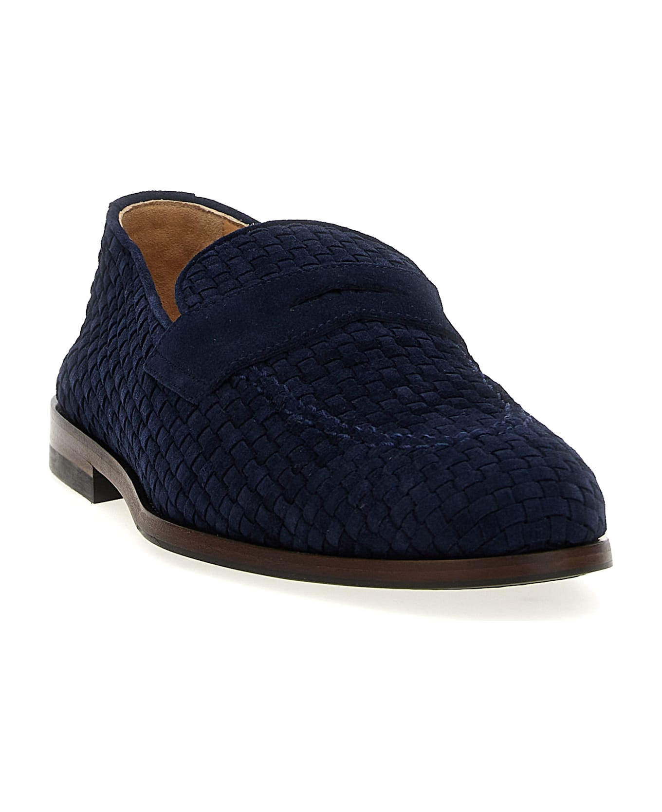 Brunello Cucinelli Woven Suede Loafers - Midnight Blue