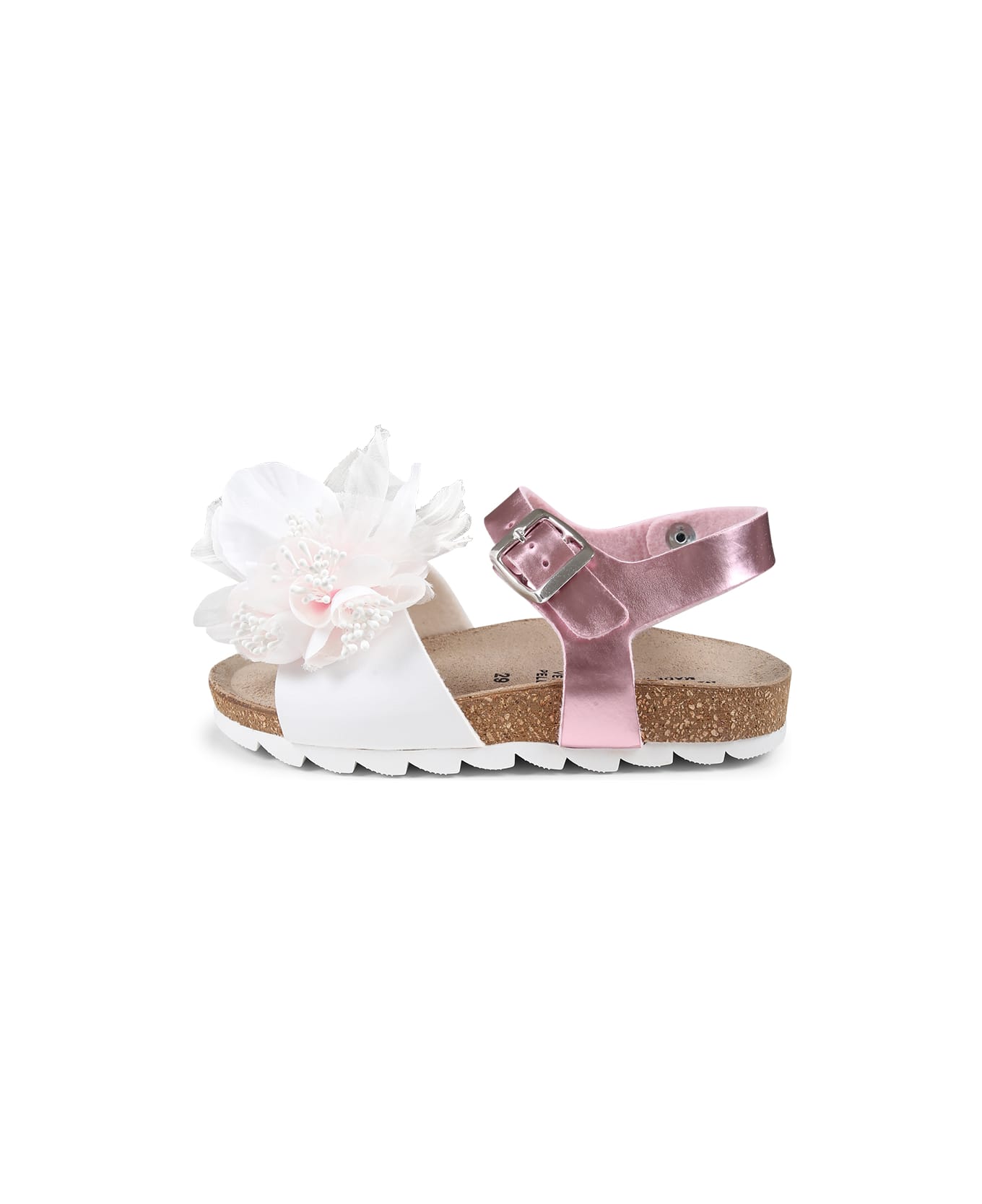Monnalisa Pink Sandals For Girl With Flowers - Pink