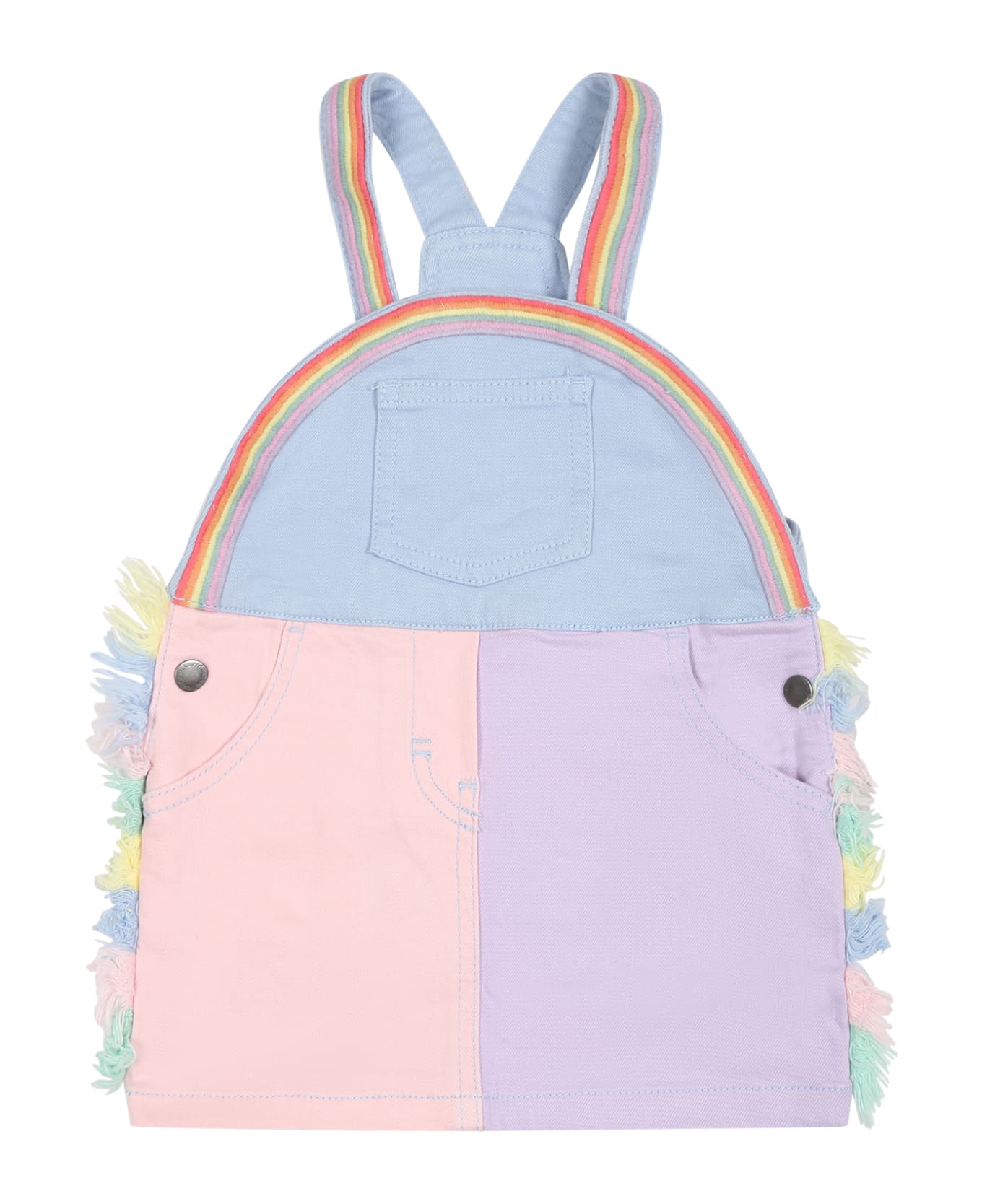 Stella McCartney Kids Multicolor Dungarees For Baby Girl With Patch Logo - Multicolor