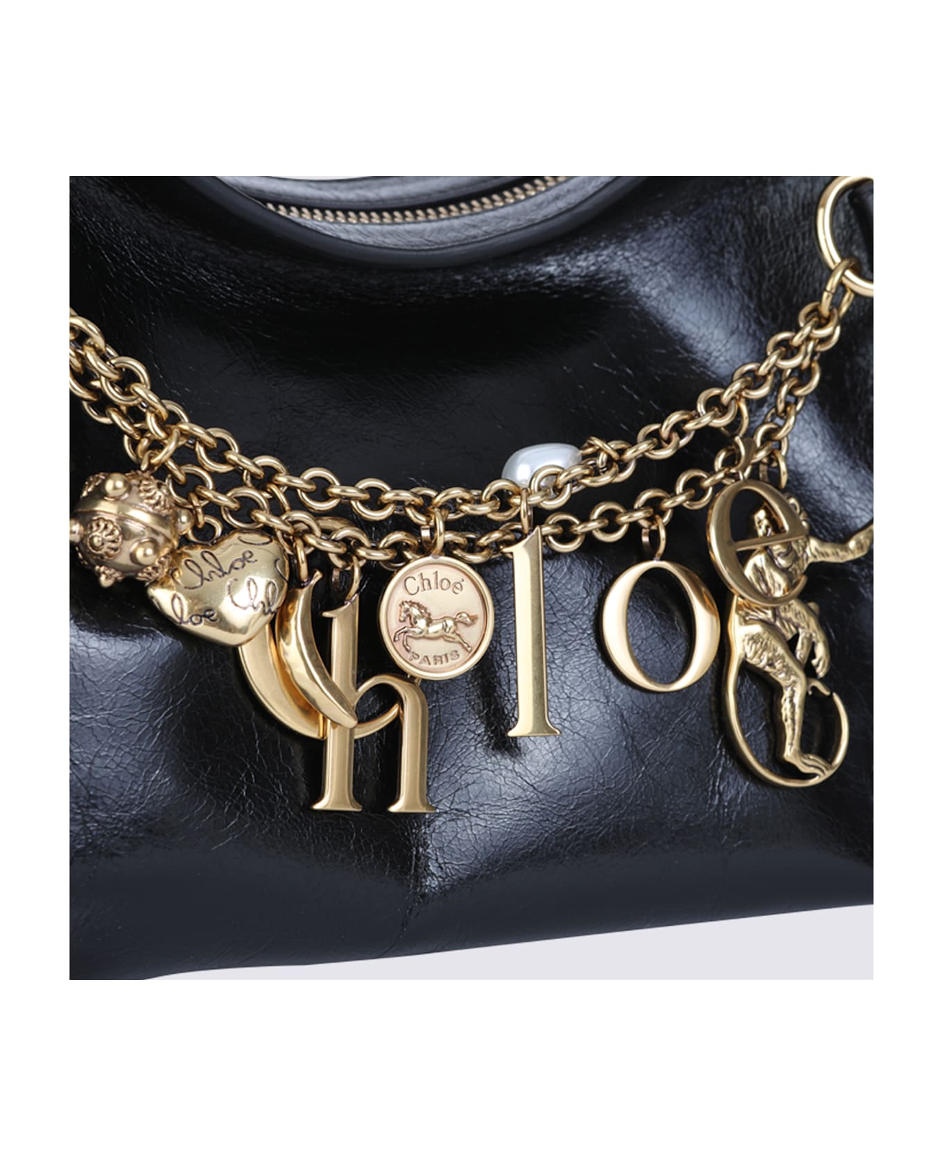 Chloé Black Leather Hobo Chloe
 Charms Shoulder Bag - Black