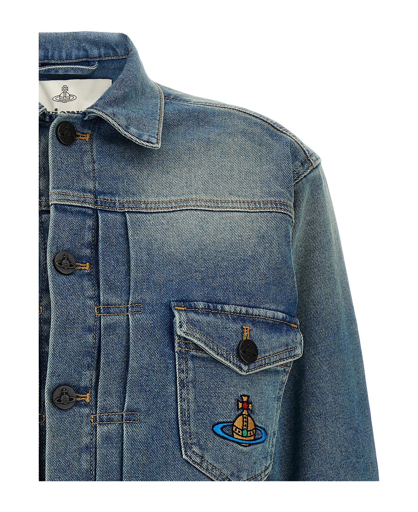 Vivienne Westwood Marlene Buttoned Cropped Jacket - Blue