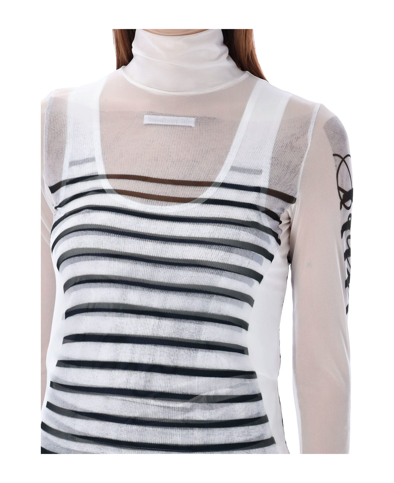 Jean Paul Gaultier Top Feather Mariniere - WHITE NAVY BLACK