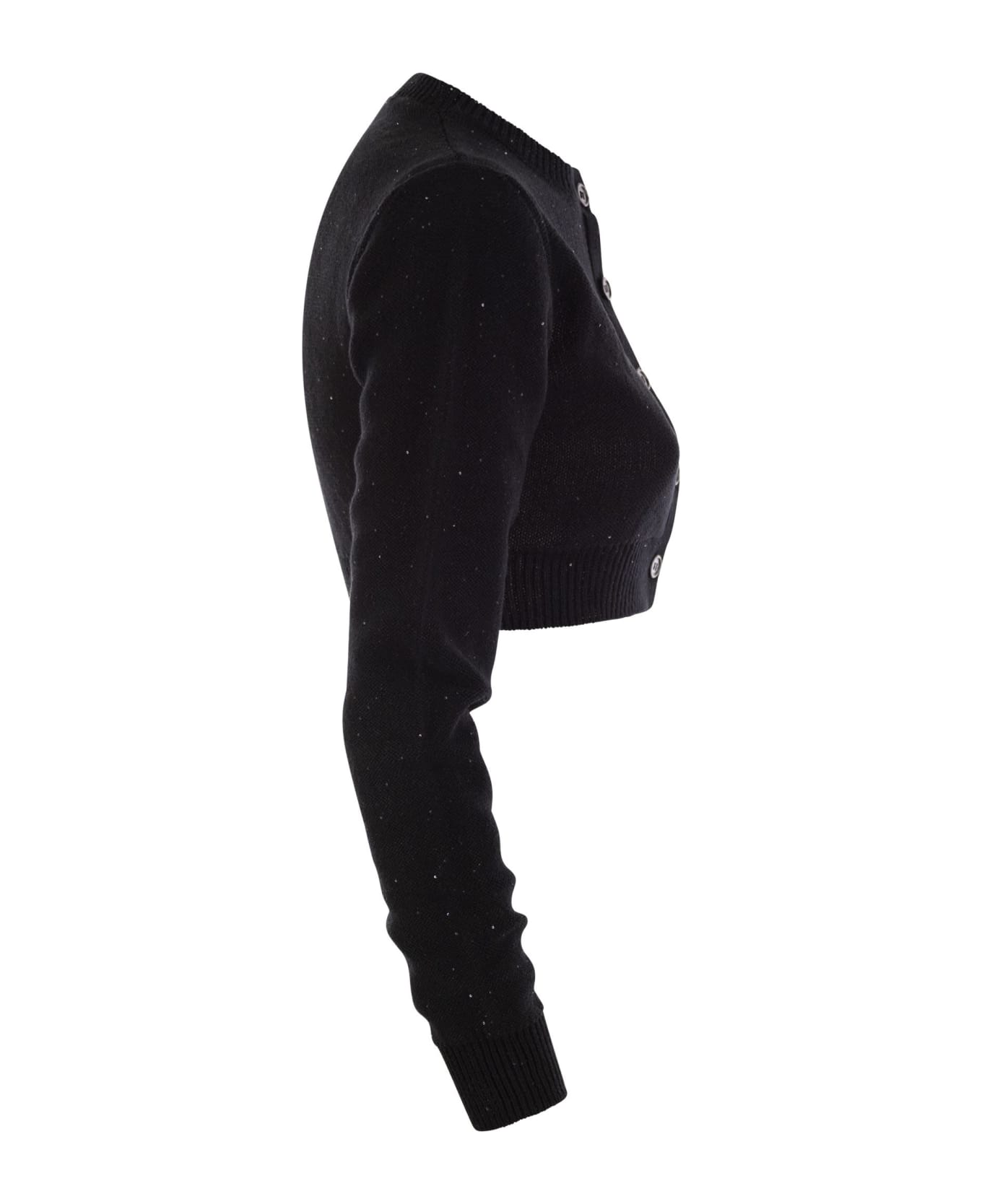 Fabiana Filippi Short Cardigan With Micro Sequins - Black
