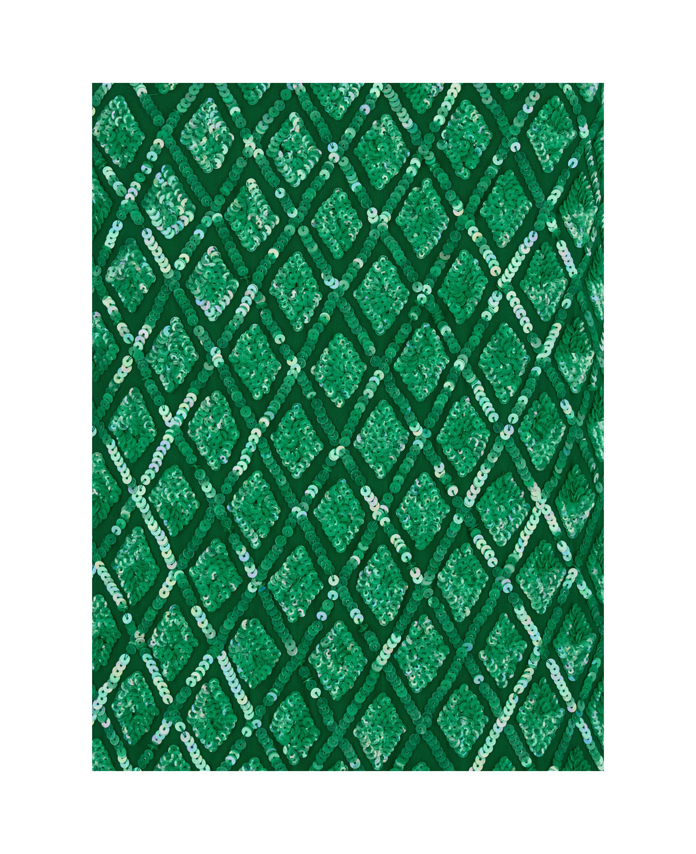 Parosh Green Long Dress With All-over Applied Sequins And Geometric Motif In Tech Fabric Woman - Green