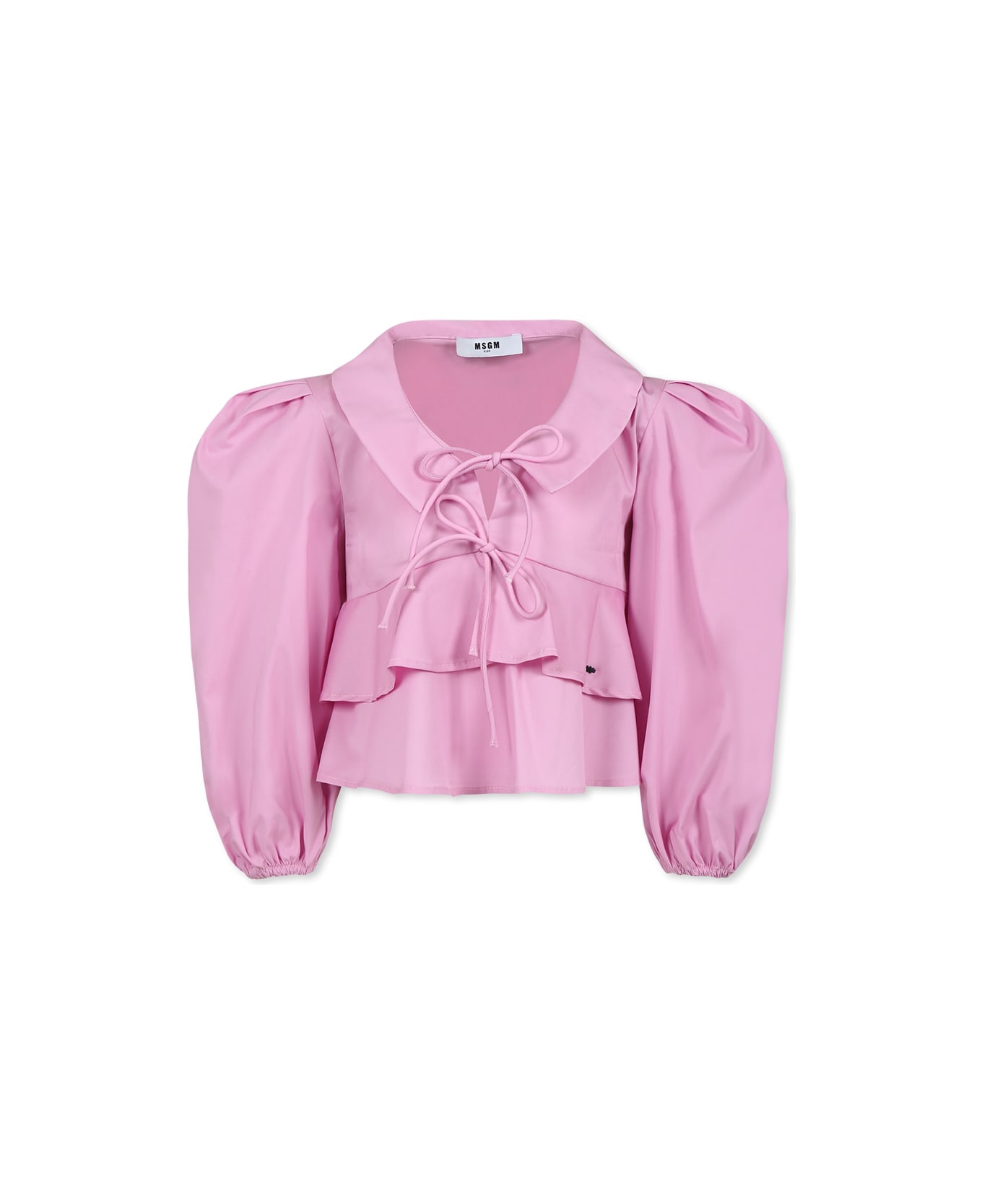 MSGM Pink Shirt For Girl With Logo - Pink