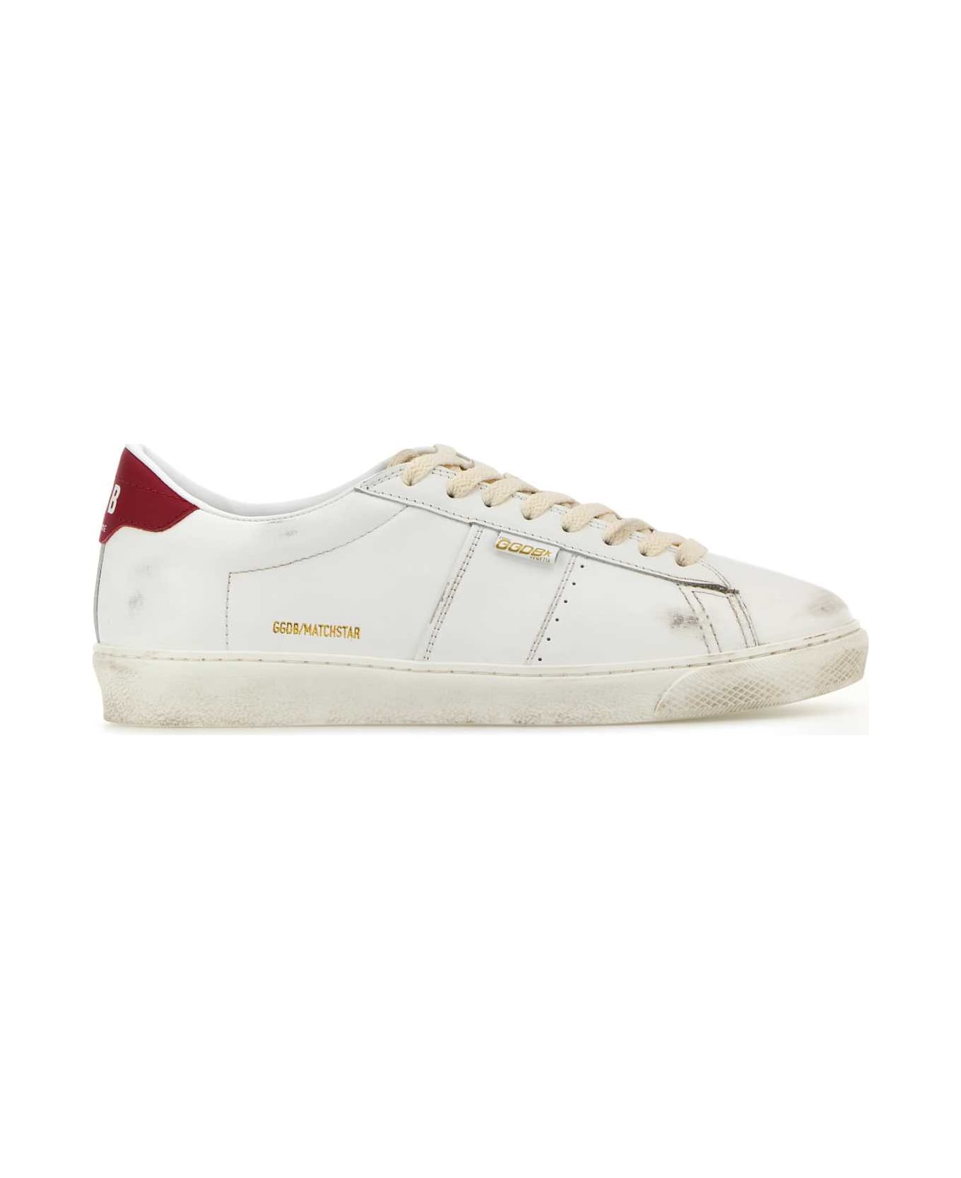 Golden Goose White Leather Matchstar Sneakers - WHITERED