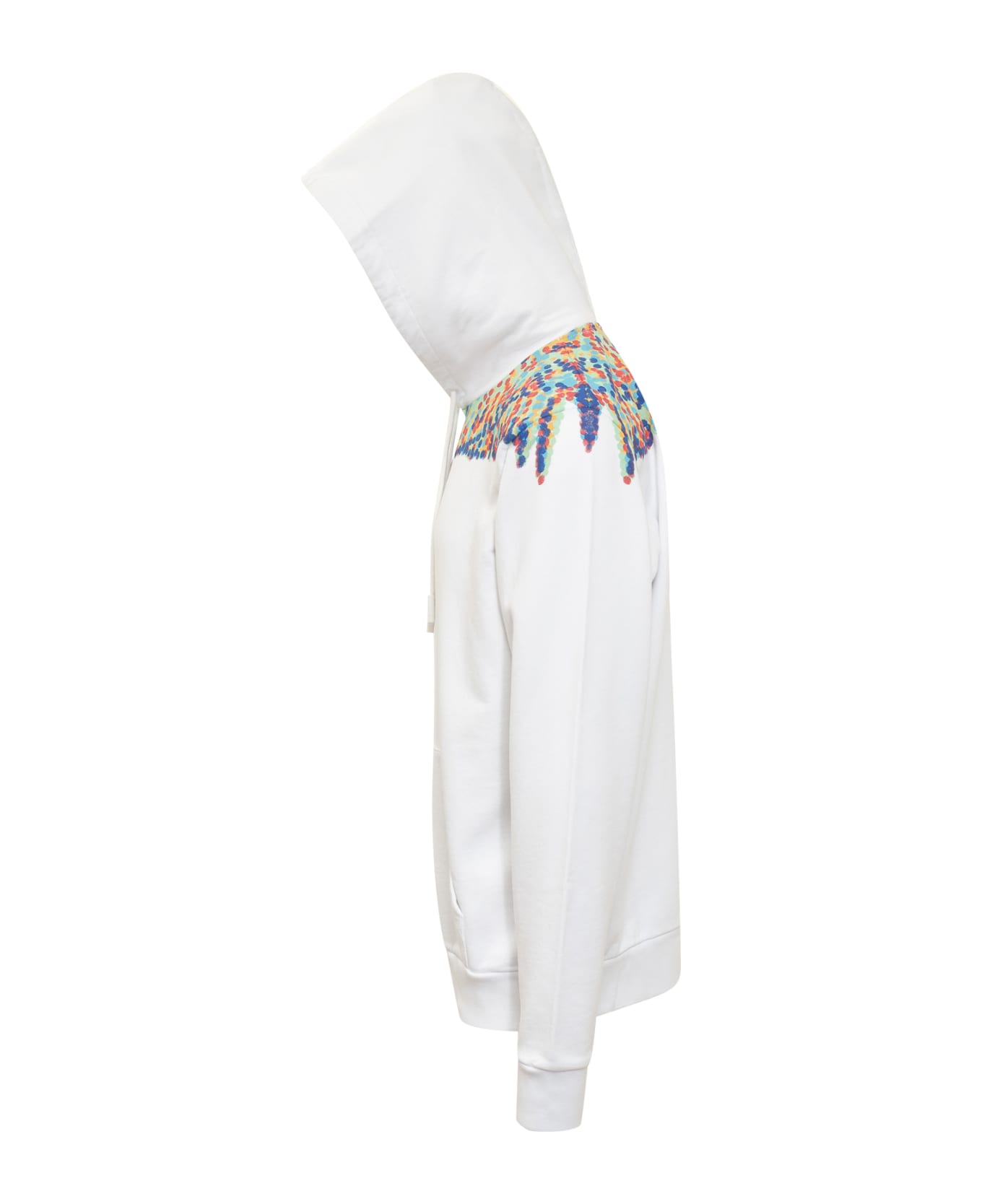 Marcelo Burlon Hoodie With Multicolor Pointillism Wings - White