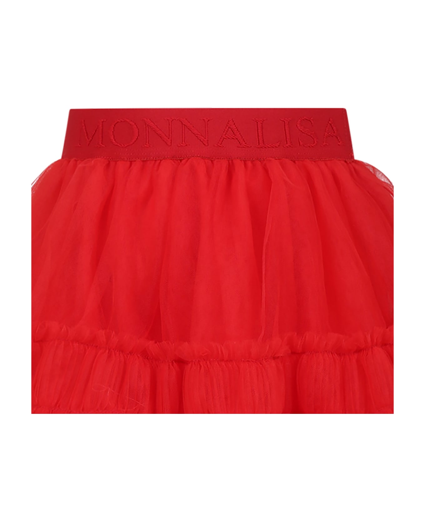 Monnalisa Red Skirt For Girl With Logo - Red ボトムス