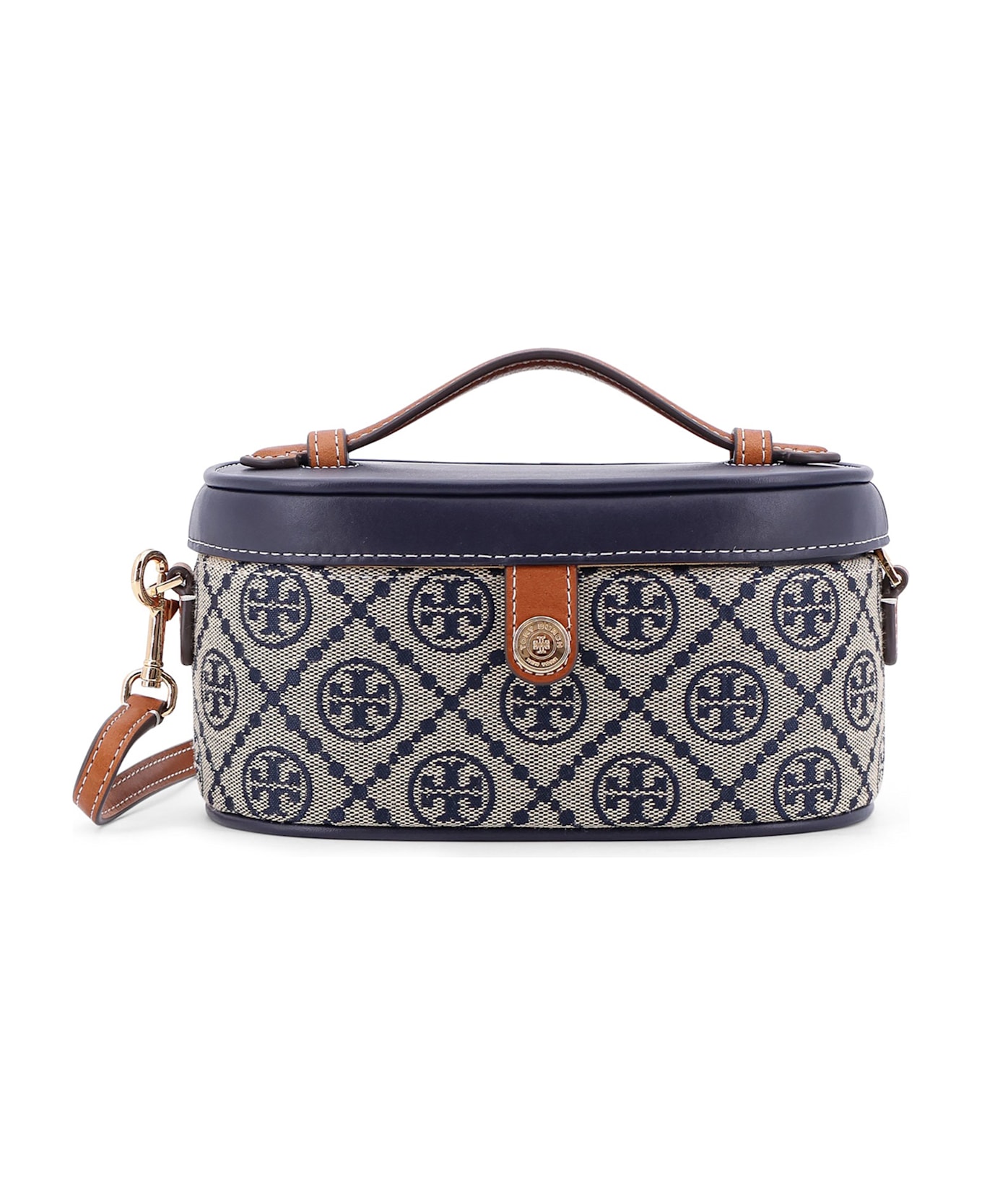 Tory Burch Leather And T Monogram Fabric Beauty Case - Tory navy
