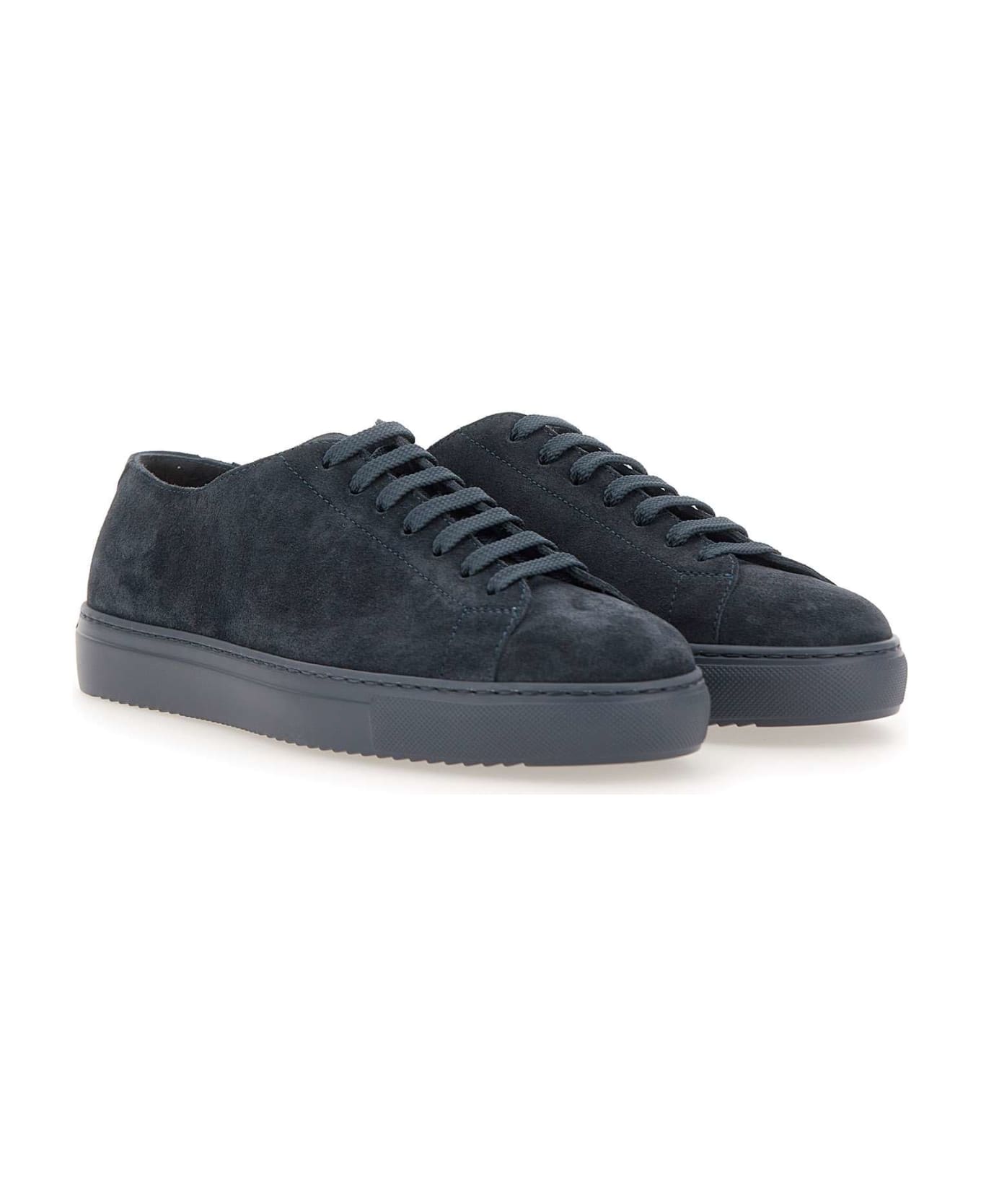 Doucal's "wash" Suede Sneakers - BLUE