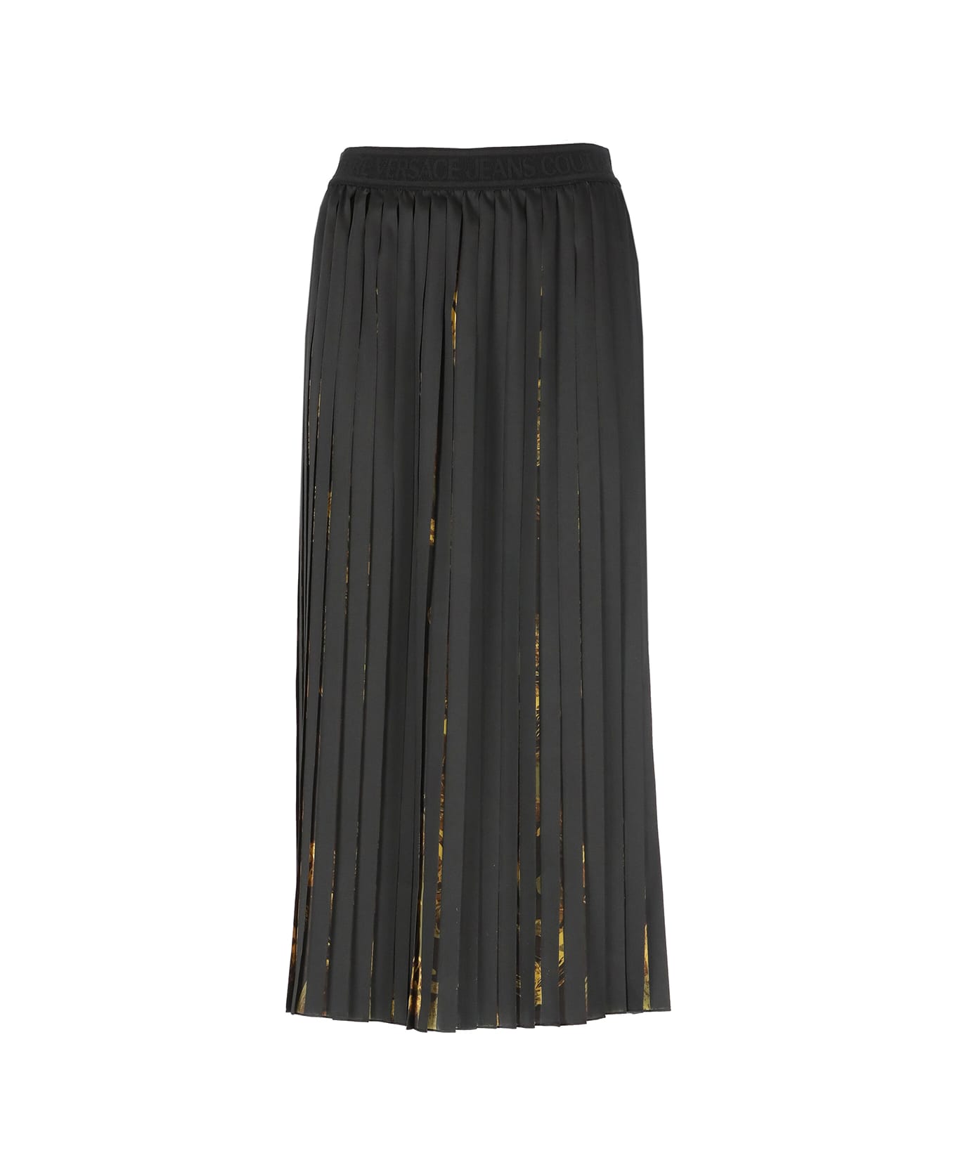 Versace Jeans Couture Watercolour Couture-print Pleated Skirt - Black