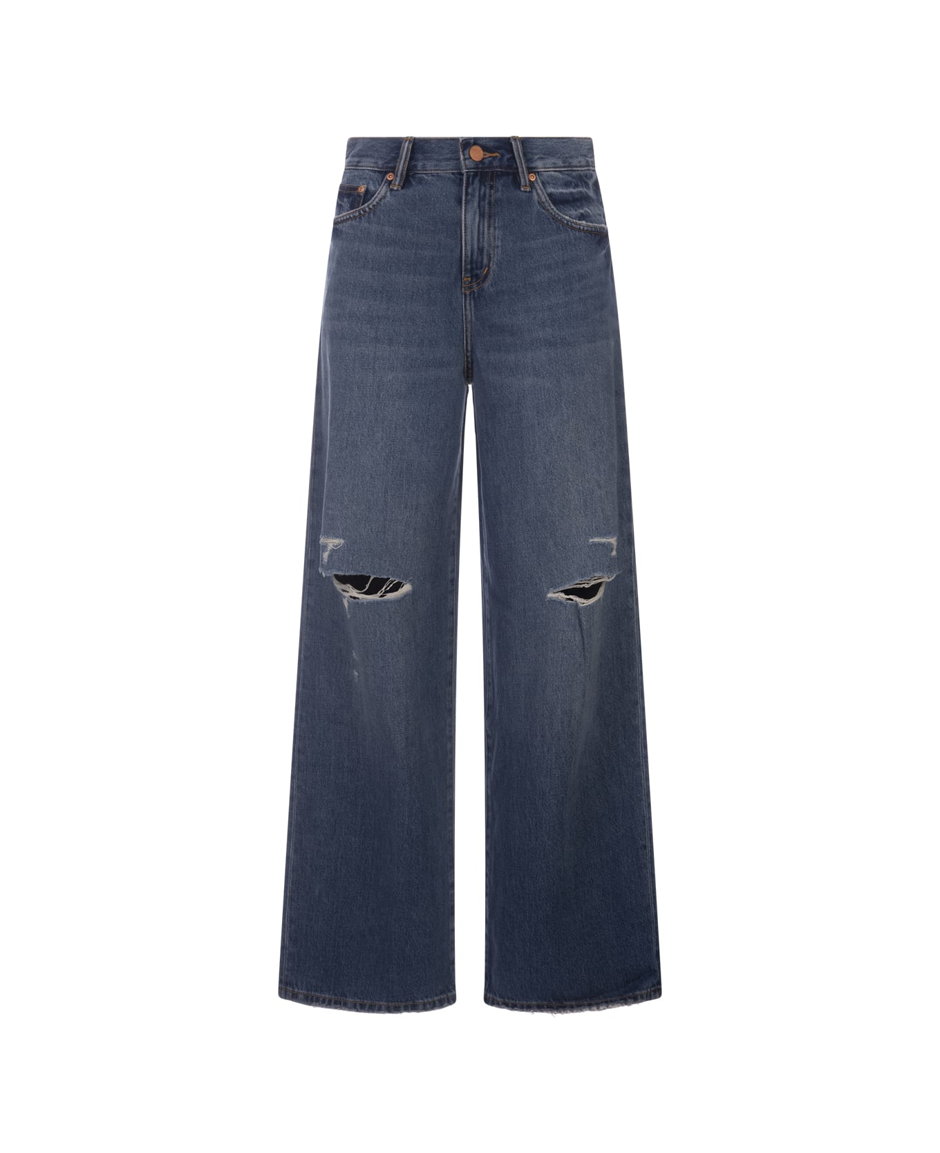 Purple Brand Baggy Jeans In Mid Indigo Denim - Blue