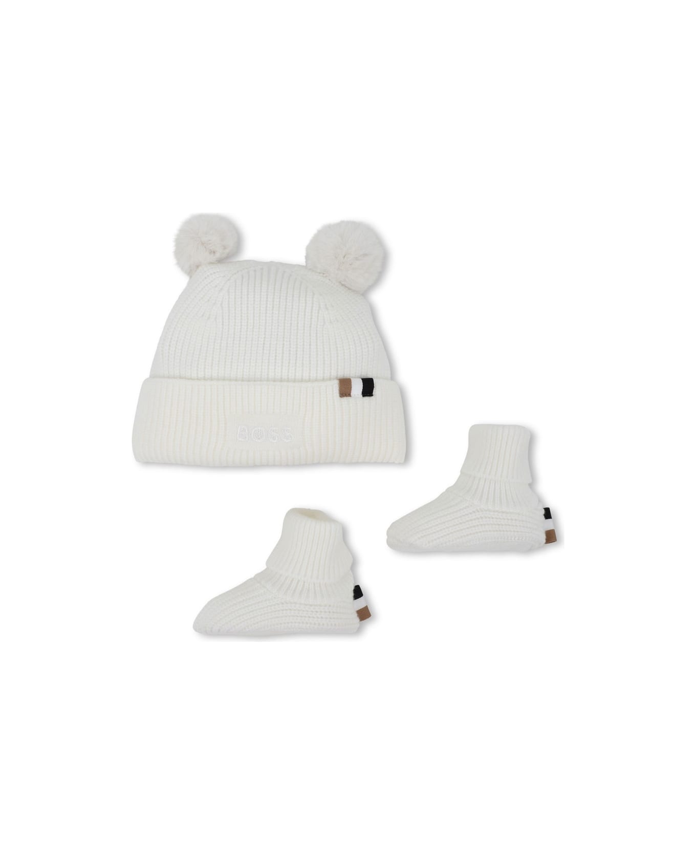 Hugo Boss Hat Set With Slippers - WHITE