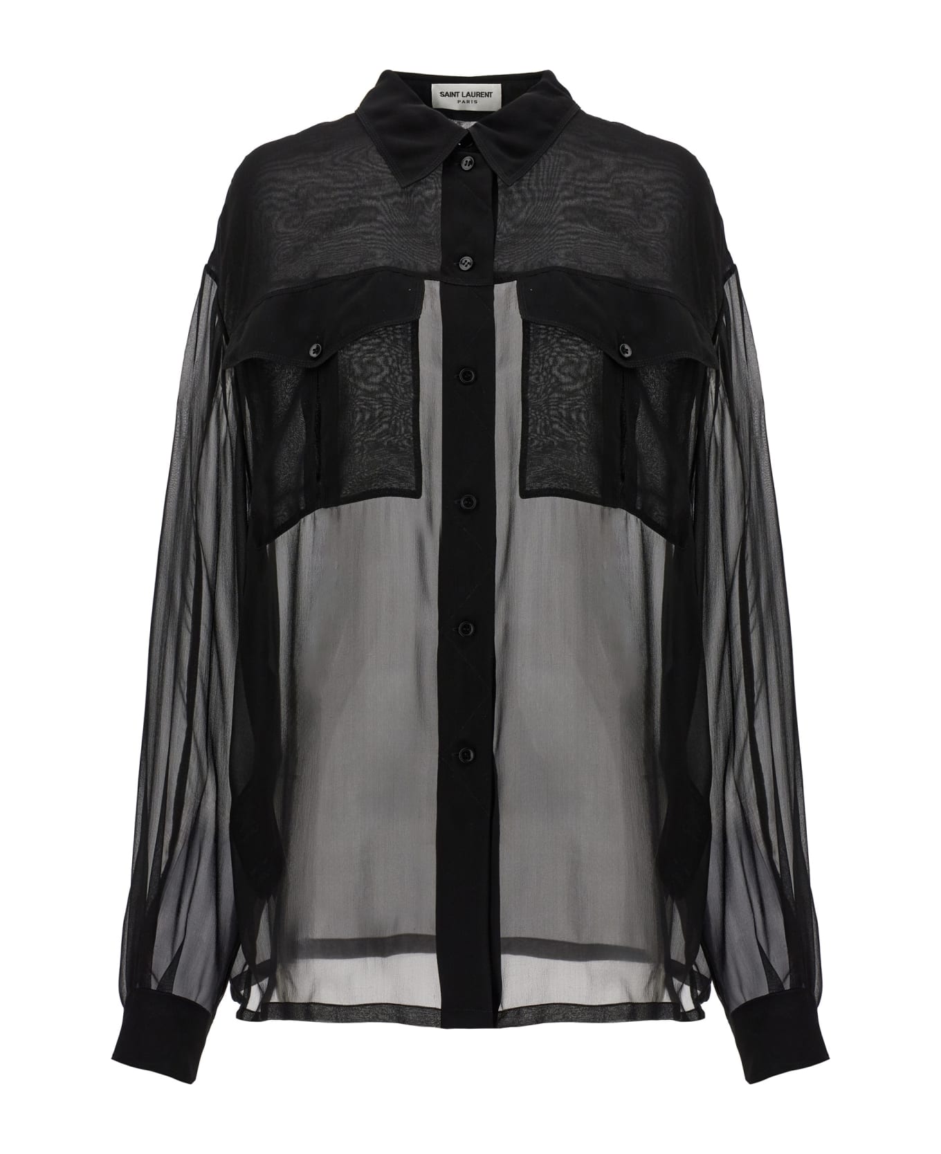 Saint Laurent Muslin Silk Shirt - Noir ブラウス