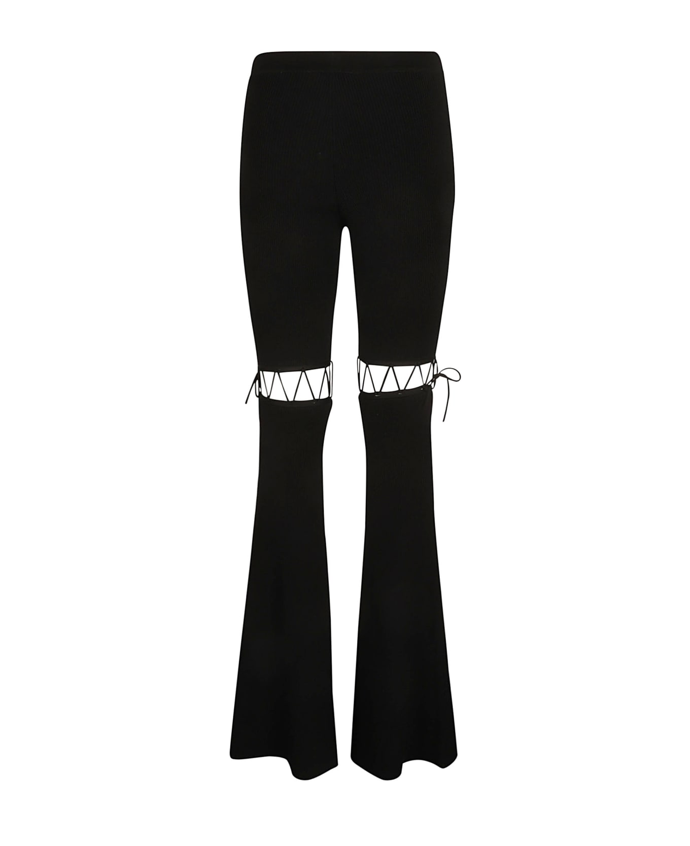 Nensi Dojaka Cut-out Detail Flared Knit trousers cintura - Black