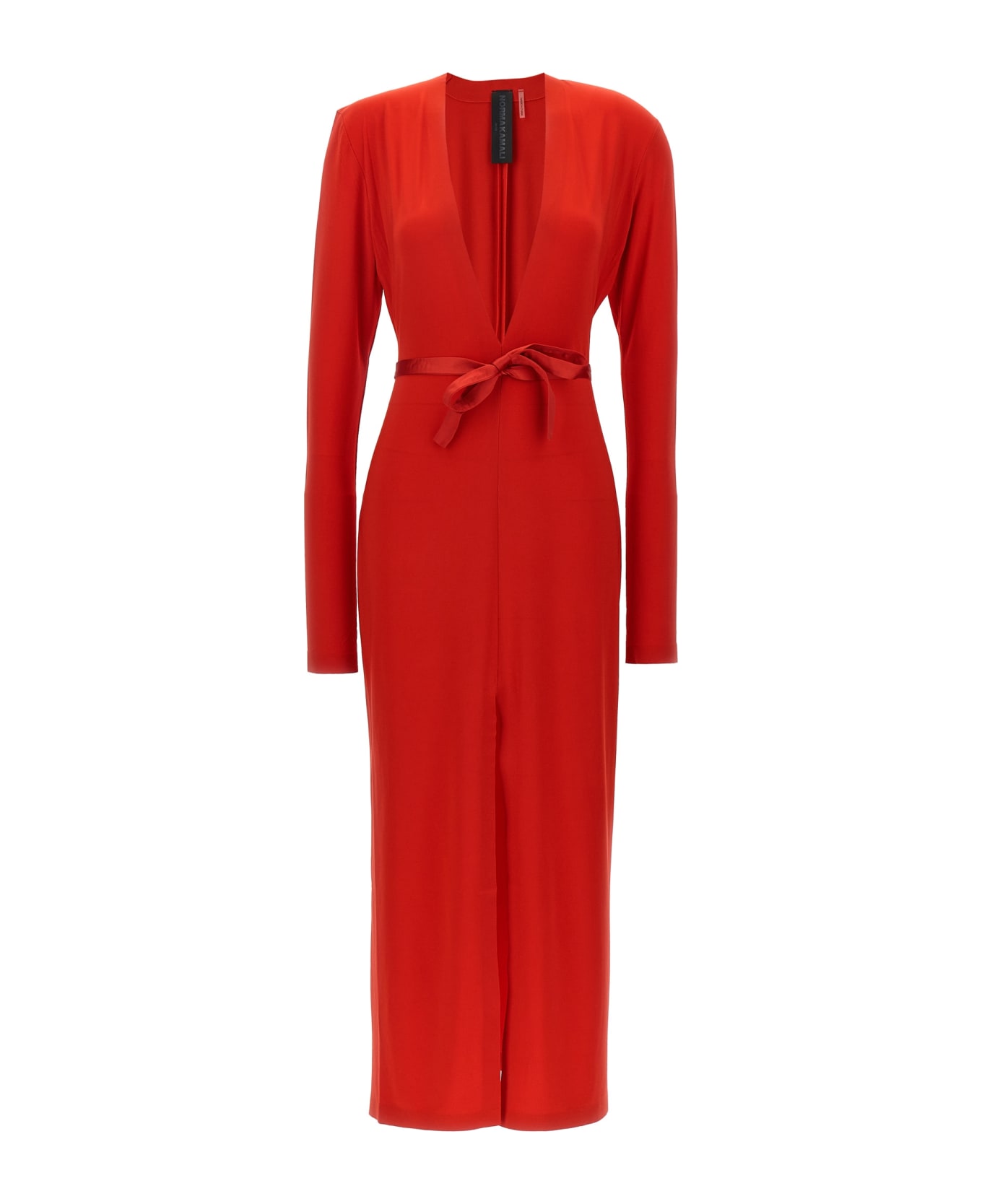Norma Kamali Long Deep V-neck Dress - Red