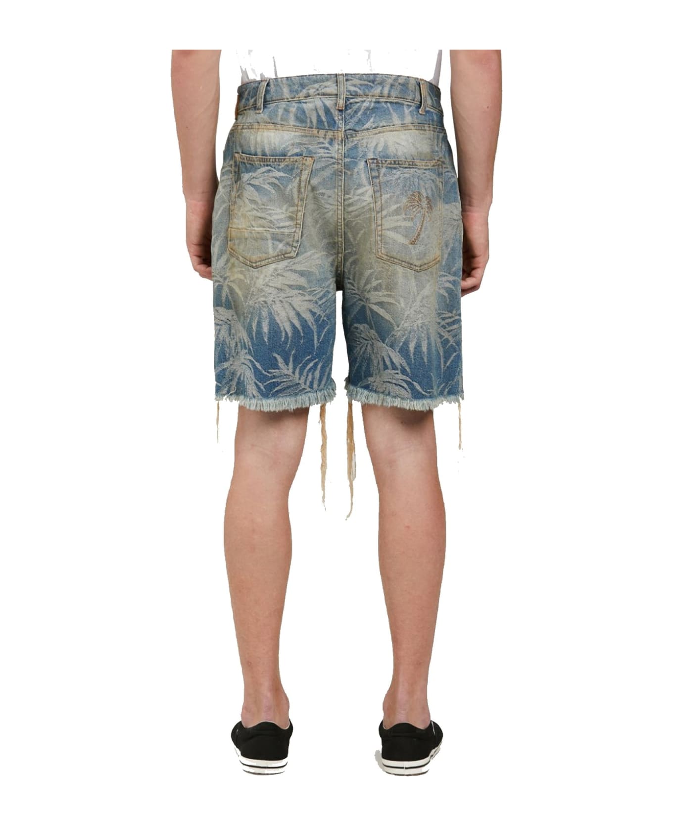 Palm Angels Jungle Denim Shorts - Blue