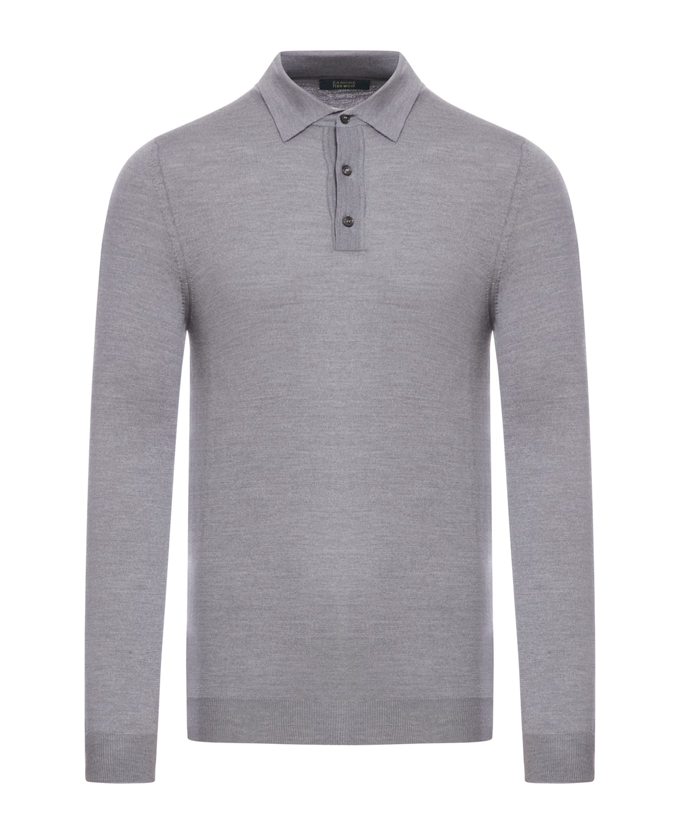 Zanone Wool Polo - Grey Melange